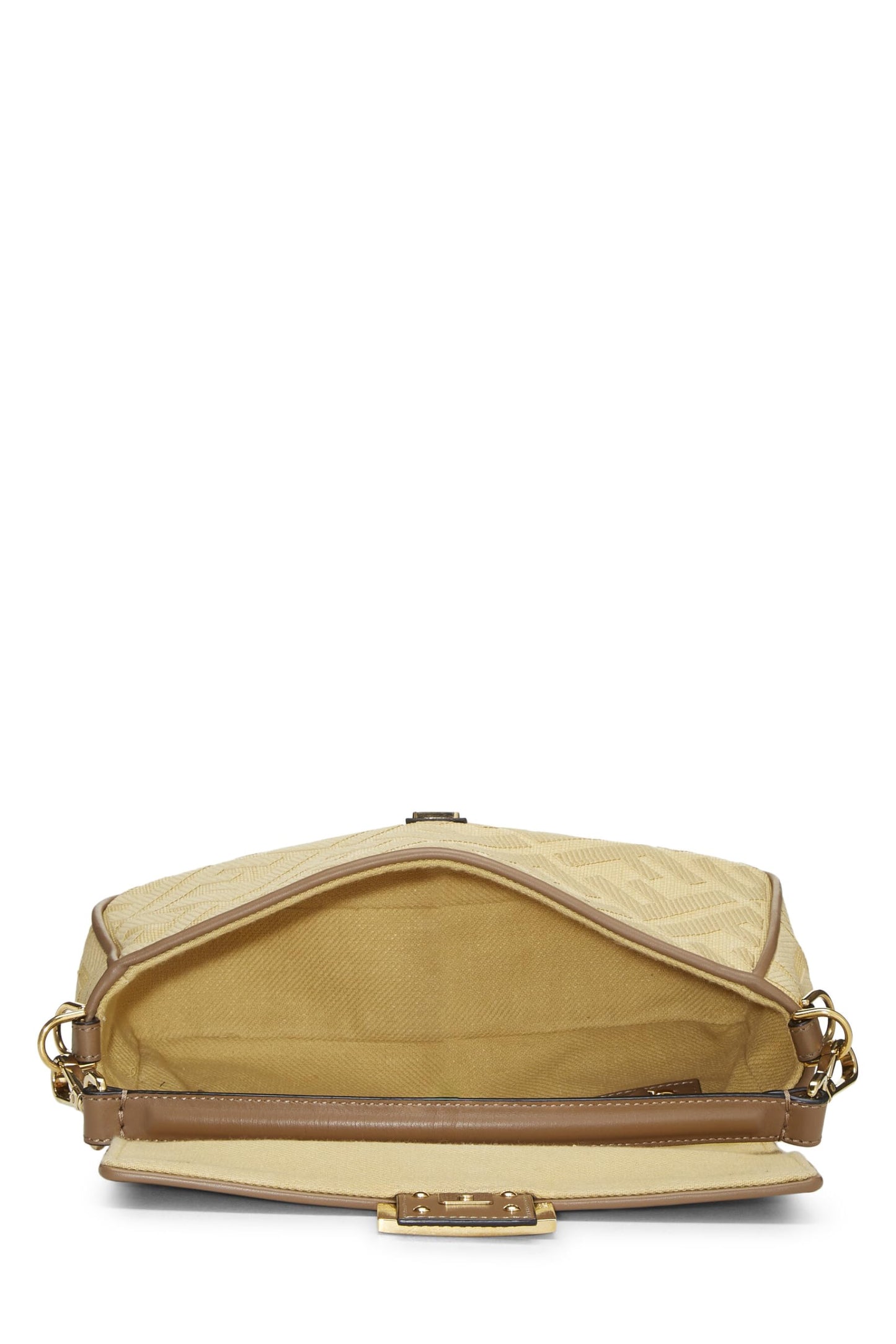 Fendi, Yellow Canvas Convertible Baguette Medium, Yellow