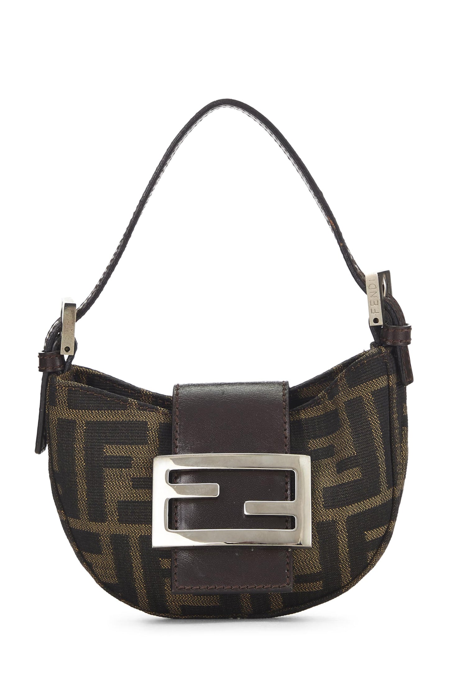 Fendi, Brown Zucca Canvas Croissant Mini, Brown