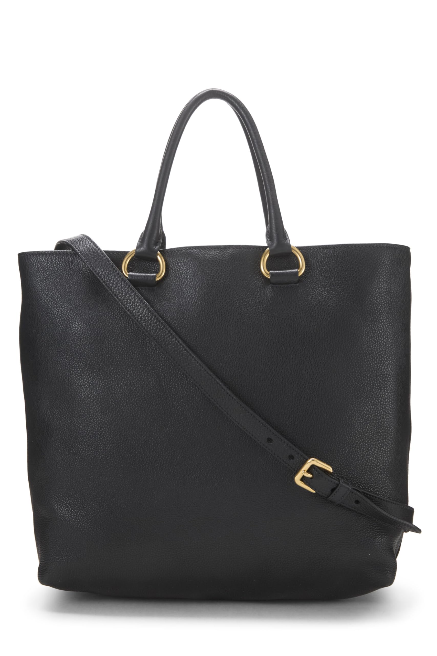 Prada, Black Vitello Daino Phenix Convertible Shopping Tote, Black
