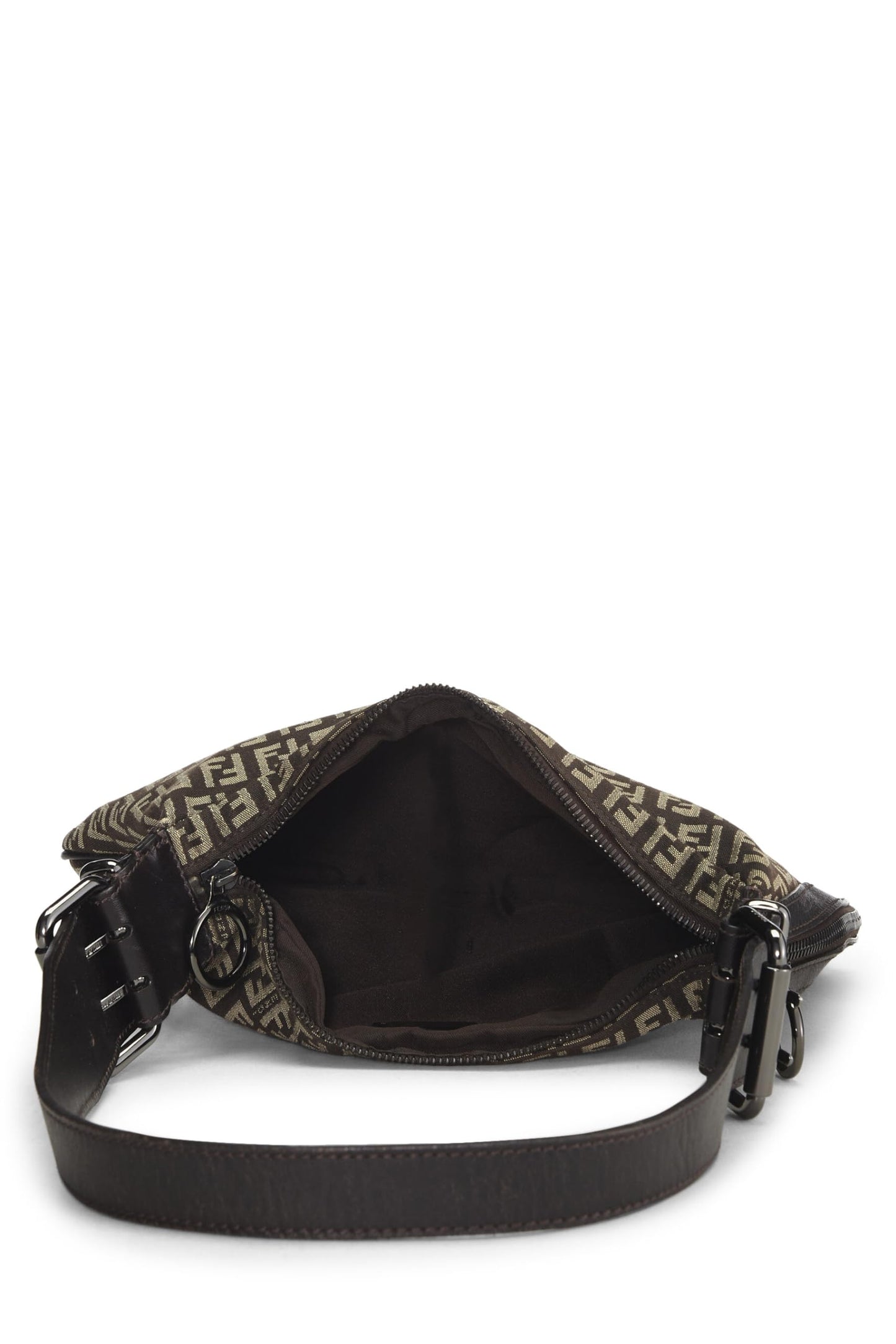 Fendi, Brown Zucchino Canvas Oyster Bag, Brown
