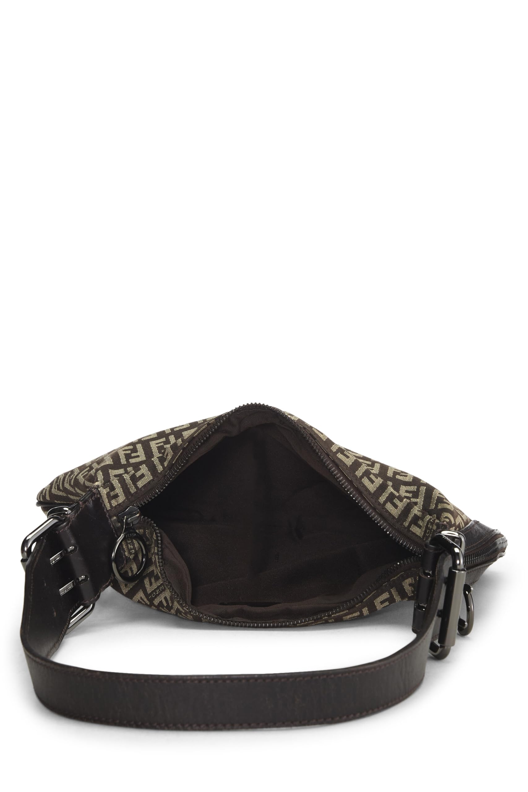 Fendi, Brown Zucchino Canvas Oyster Bag, Brown