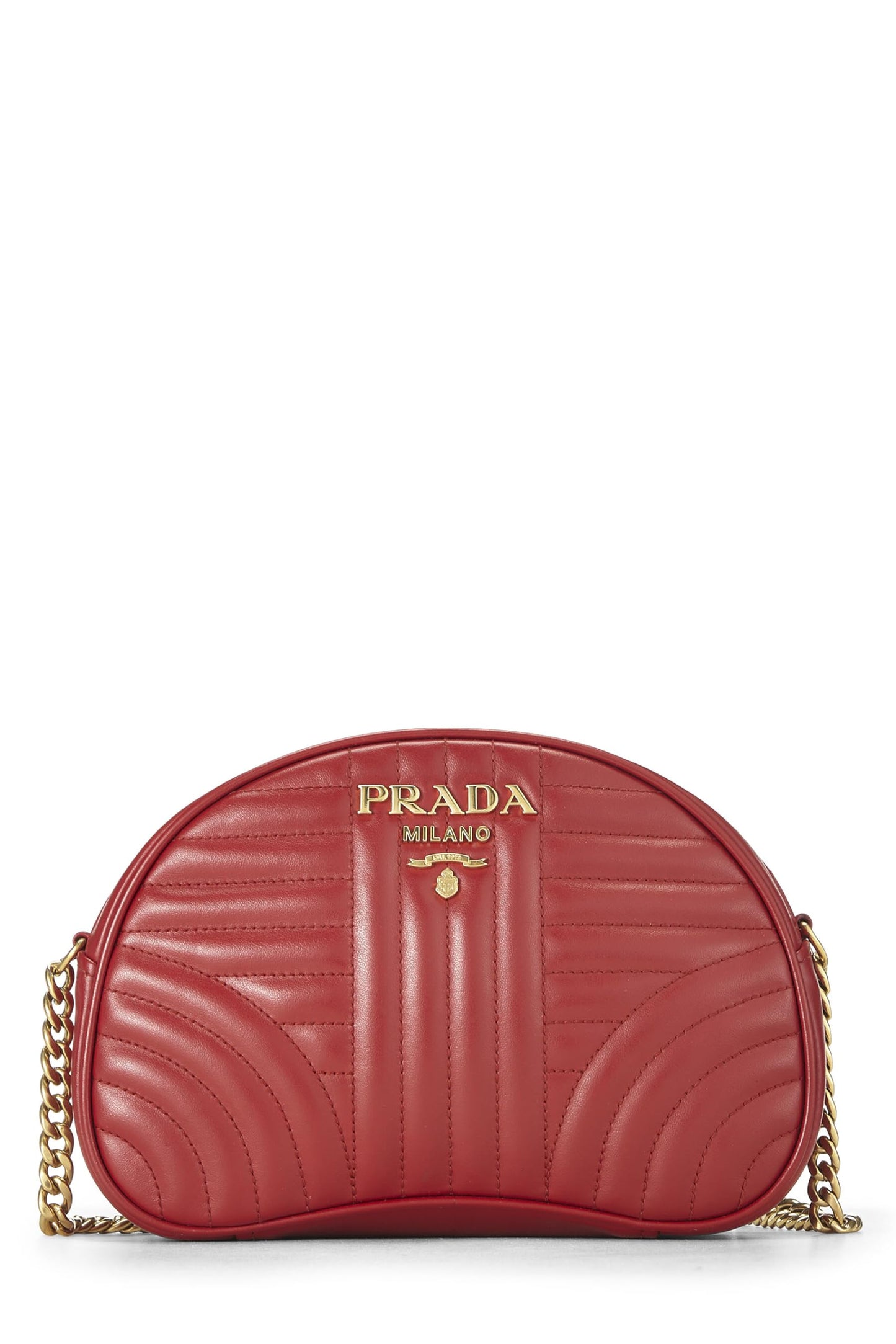 Prada, Red Calfskin Diagramme Crossbody Bag, Red