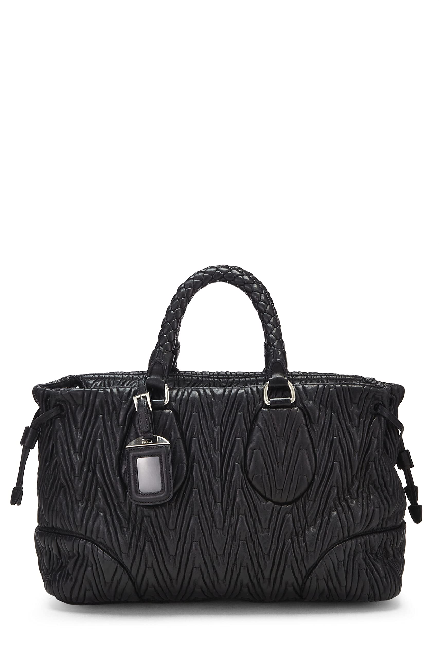 Prada, Black Nappa Chevron Antik Handbag, Black