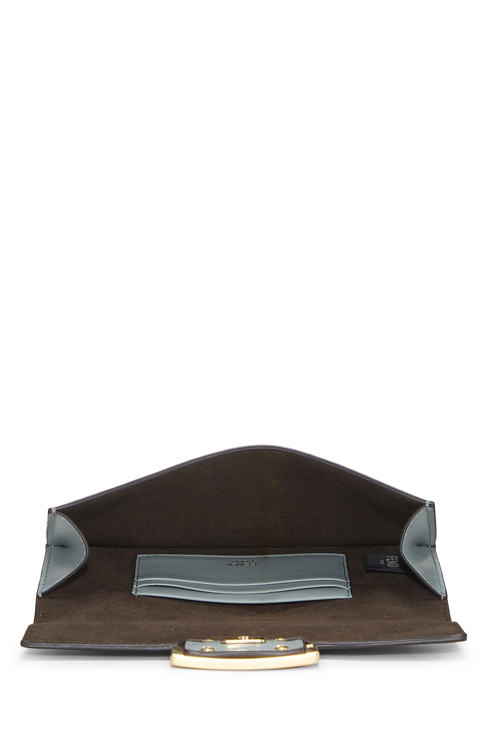 Fendi, Green Leather Flat Baguette Bag Mini, Green