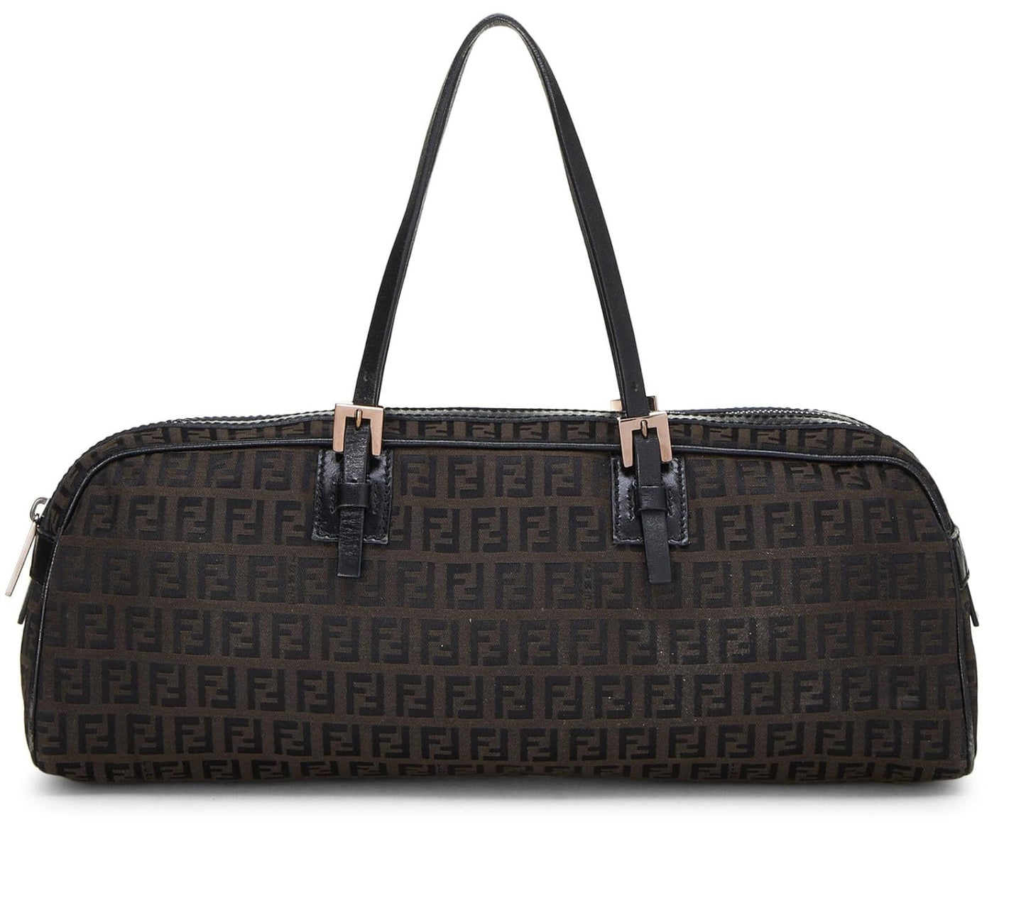 Fendi, Black Zucchino Boston Bag Long, Black