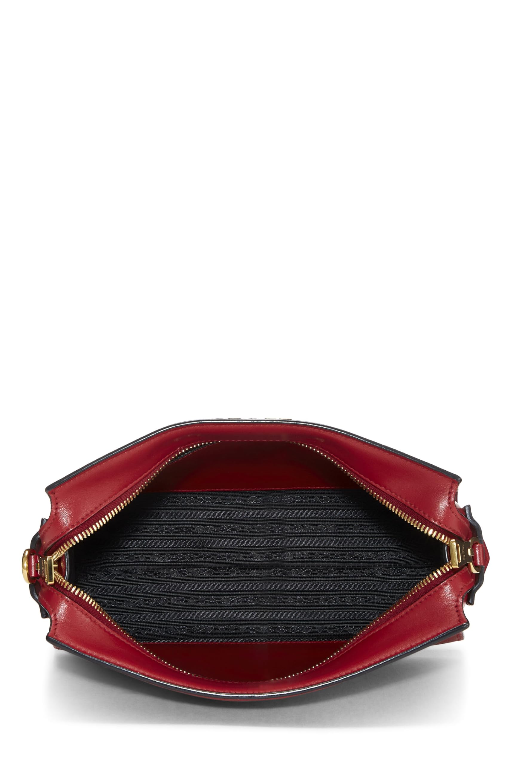 Prada, Red Saffiano Esplanade Crossbody, Red