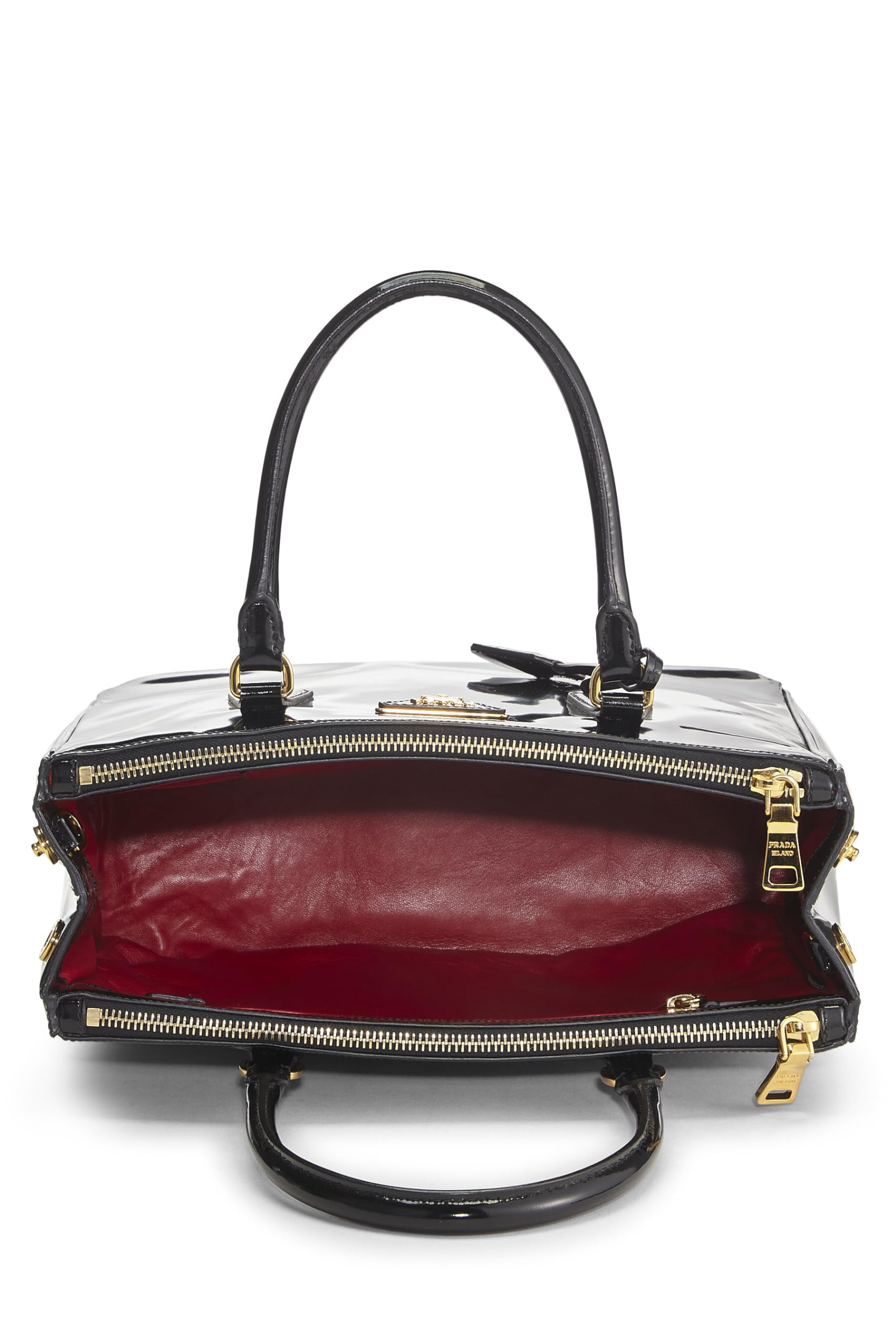 Prada, Black Patent Leather Executive Tote Small, Black