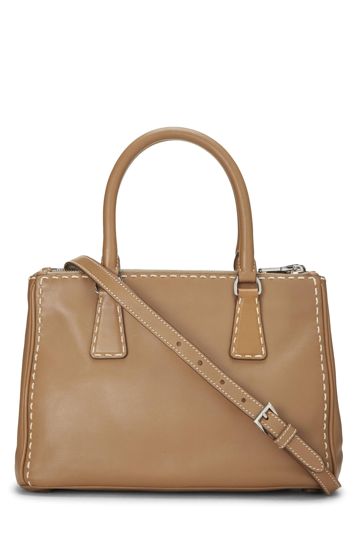 Prada, Brown City Calfskin Galleria Tote Small, Brown