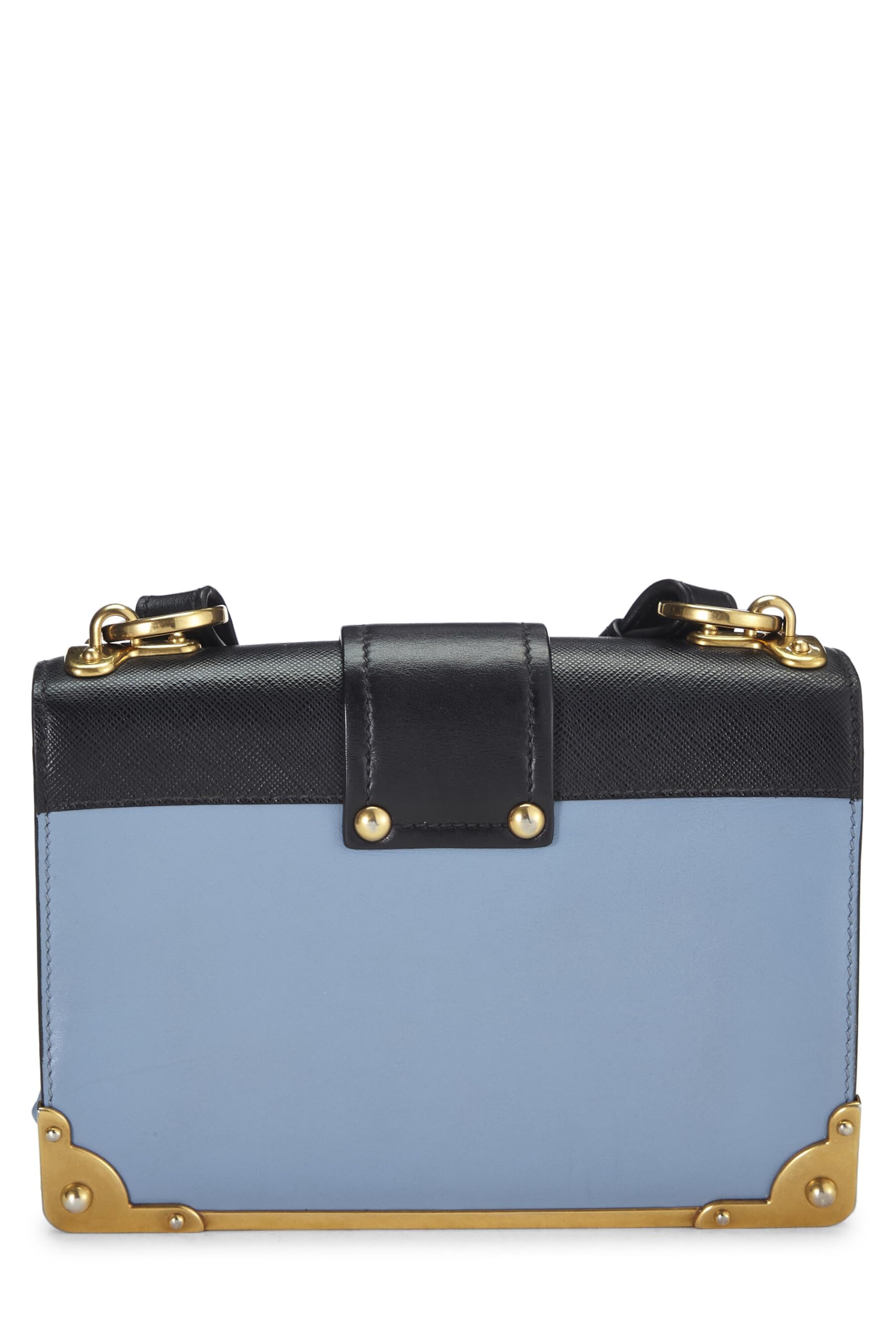 Prada, Blue Leather Cahier Crossbody, Multi