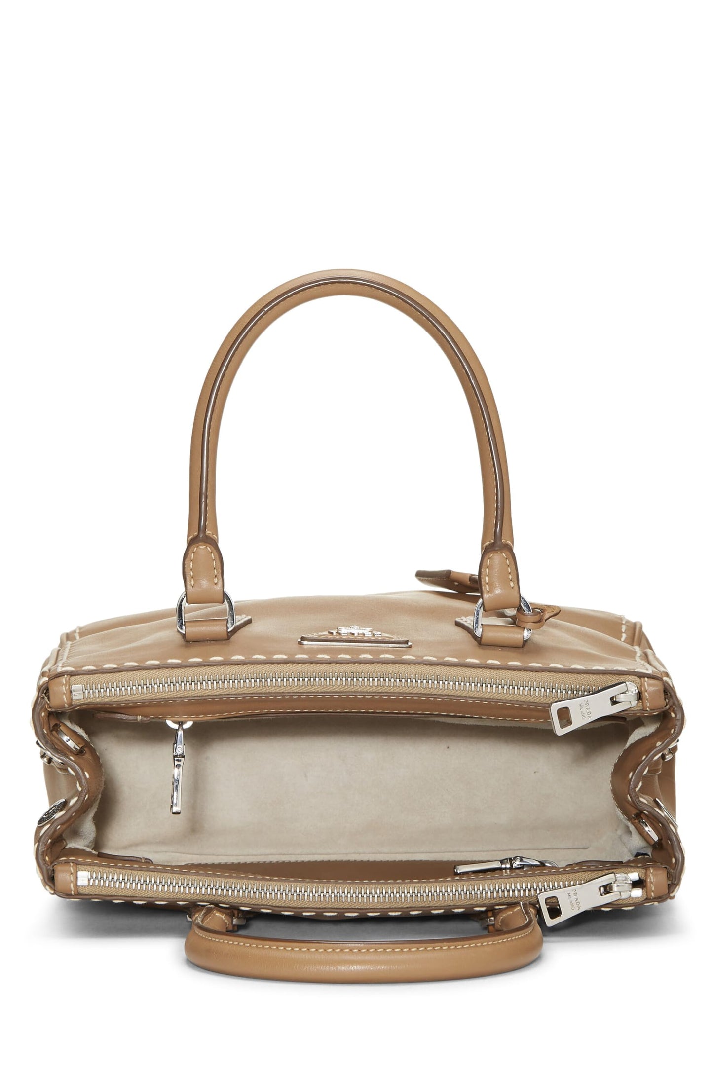 Prada, Brown City Calfskin Galleria Tote Small, Brown