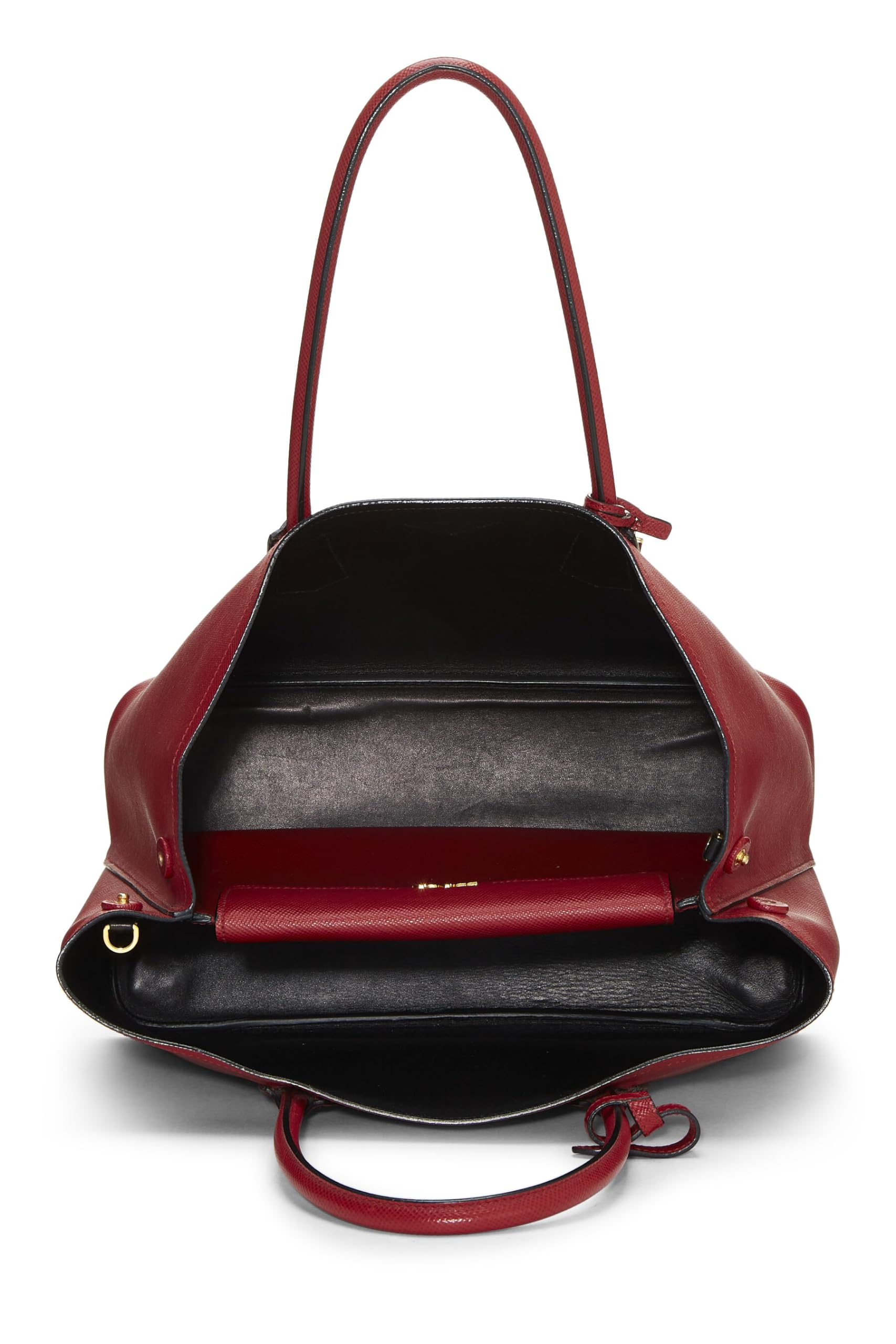 Prada, Red Saffiano Leather Double Tote Medium, Red