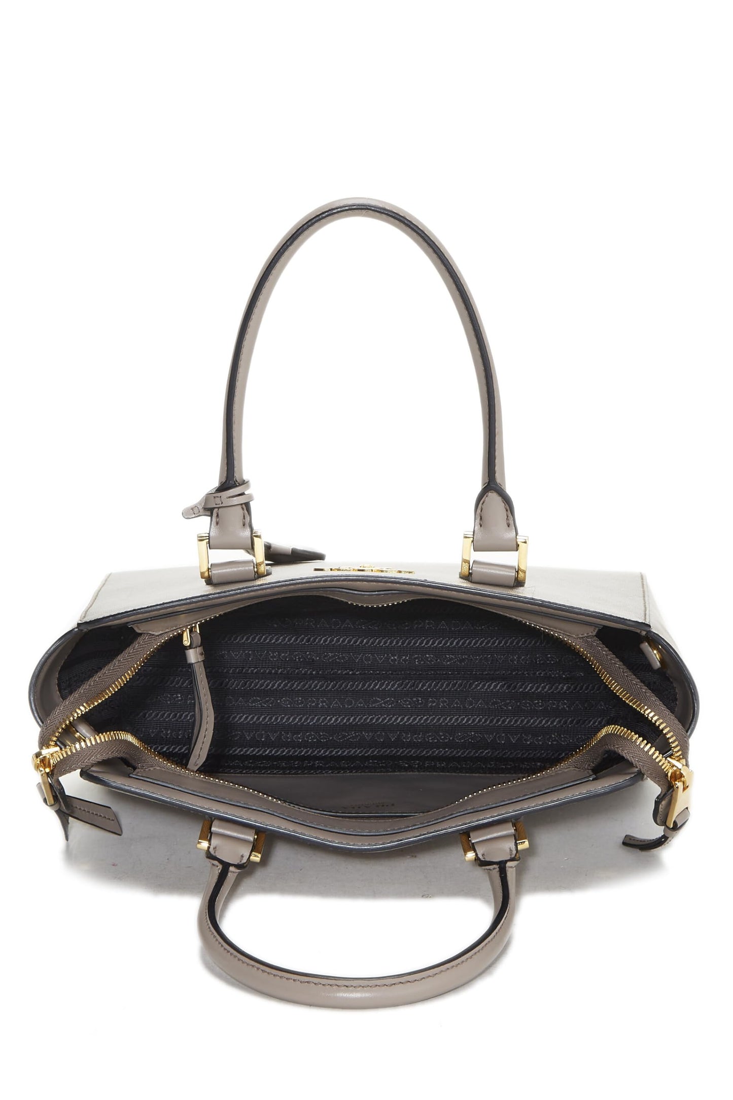 Prada, Grey Saffiano Convertible Handbag Small, Grey