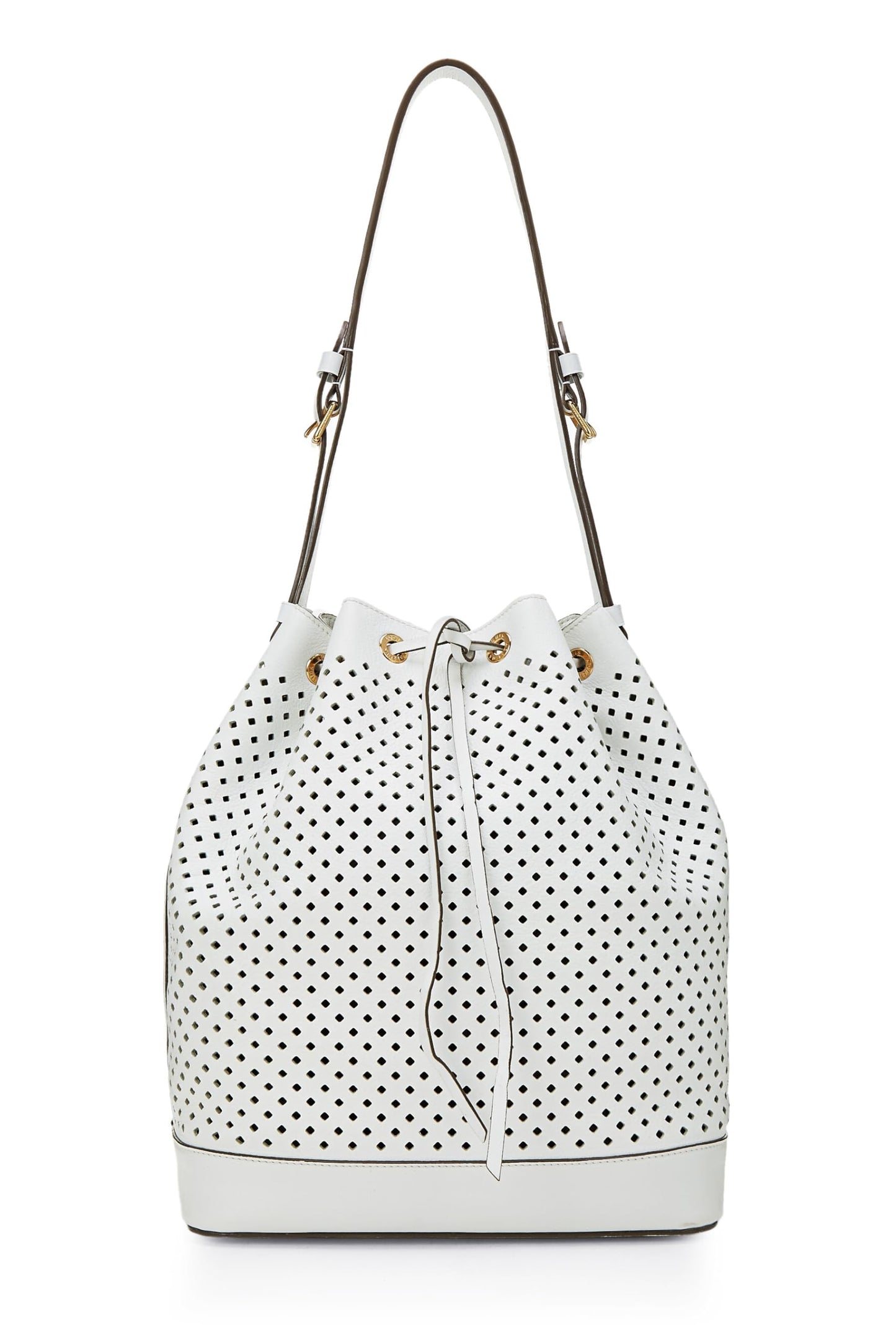 Louis Vuitton, White Perforated Leather Noé, White