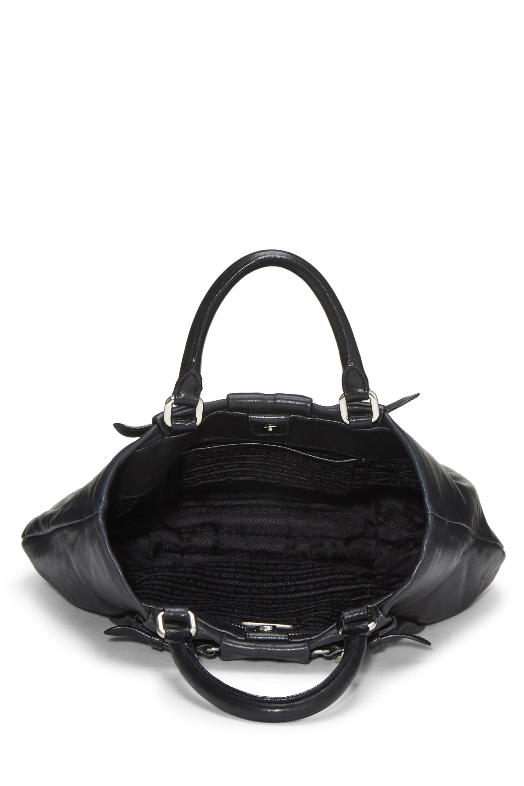 Prada, Black Calfskin Convertible Handbag, Black