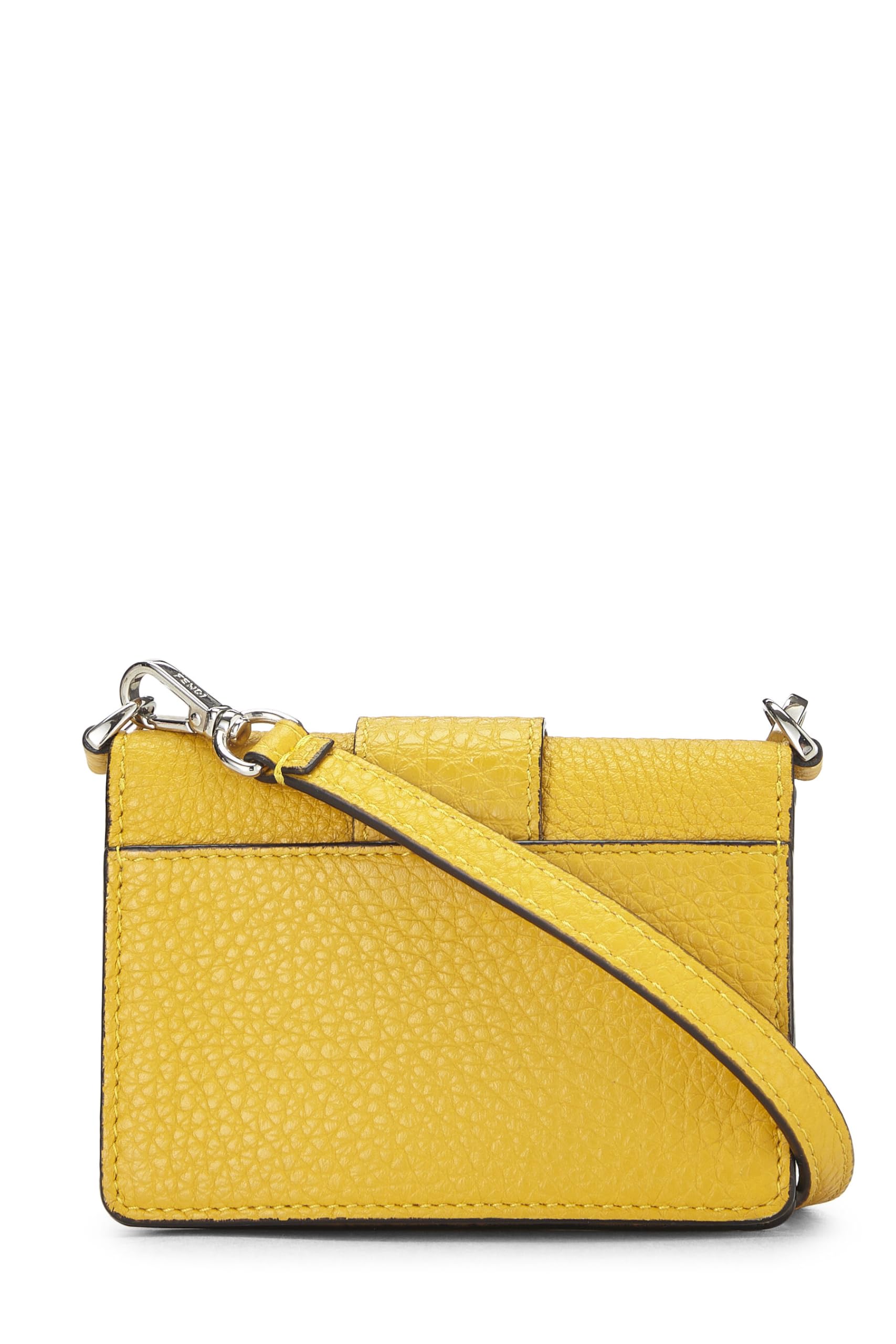 Fendi, Yellow Calfskin Flat Baguette Micro, Yellow