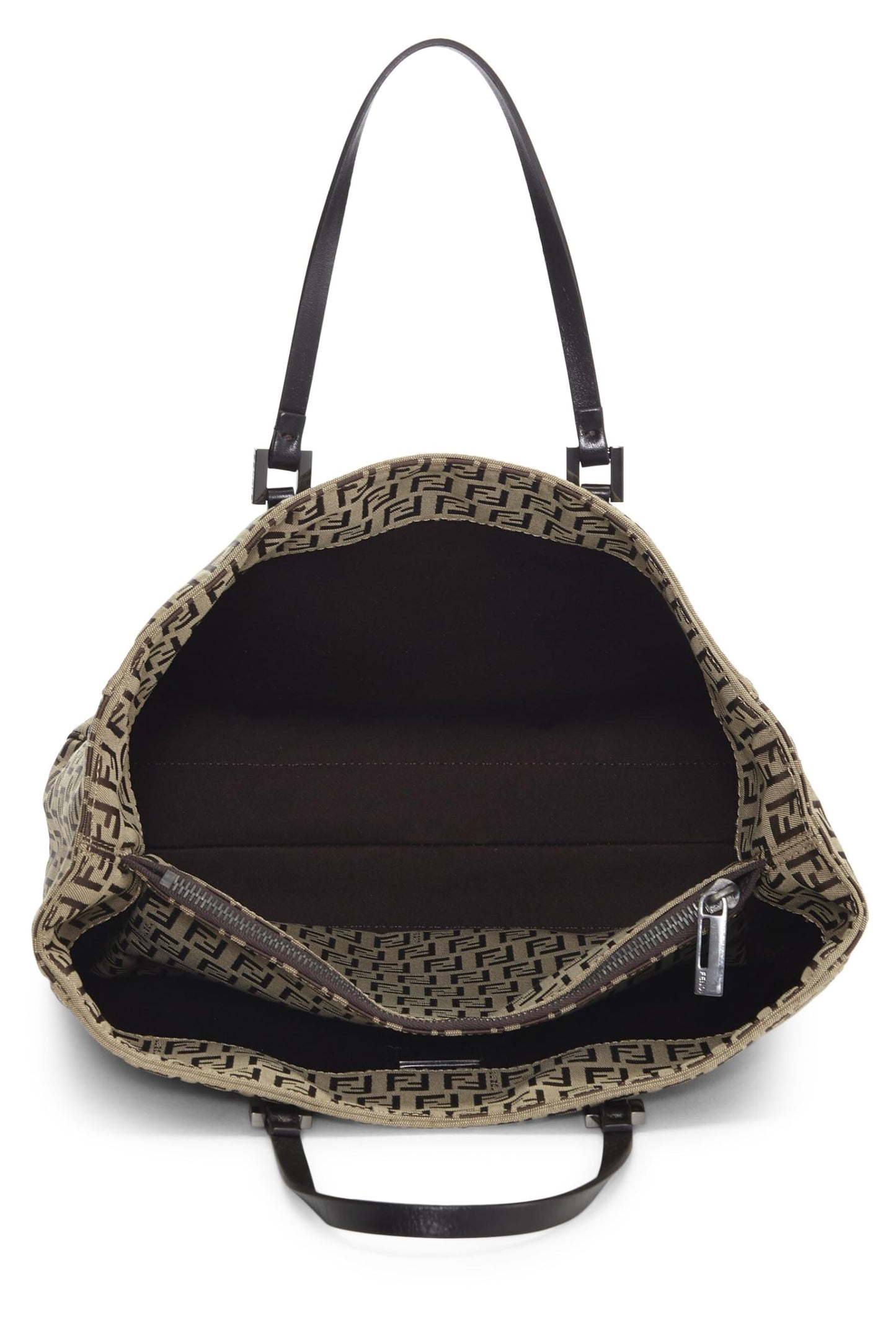 Fendi, Brown Zucchino Canvas Tote Small, Brown