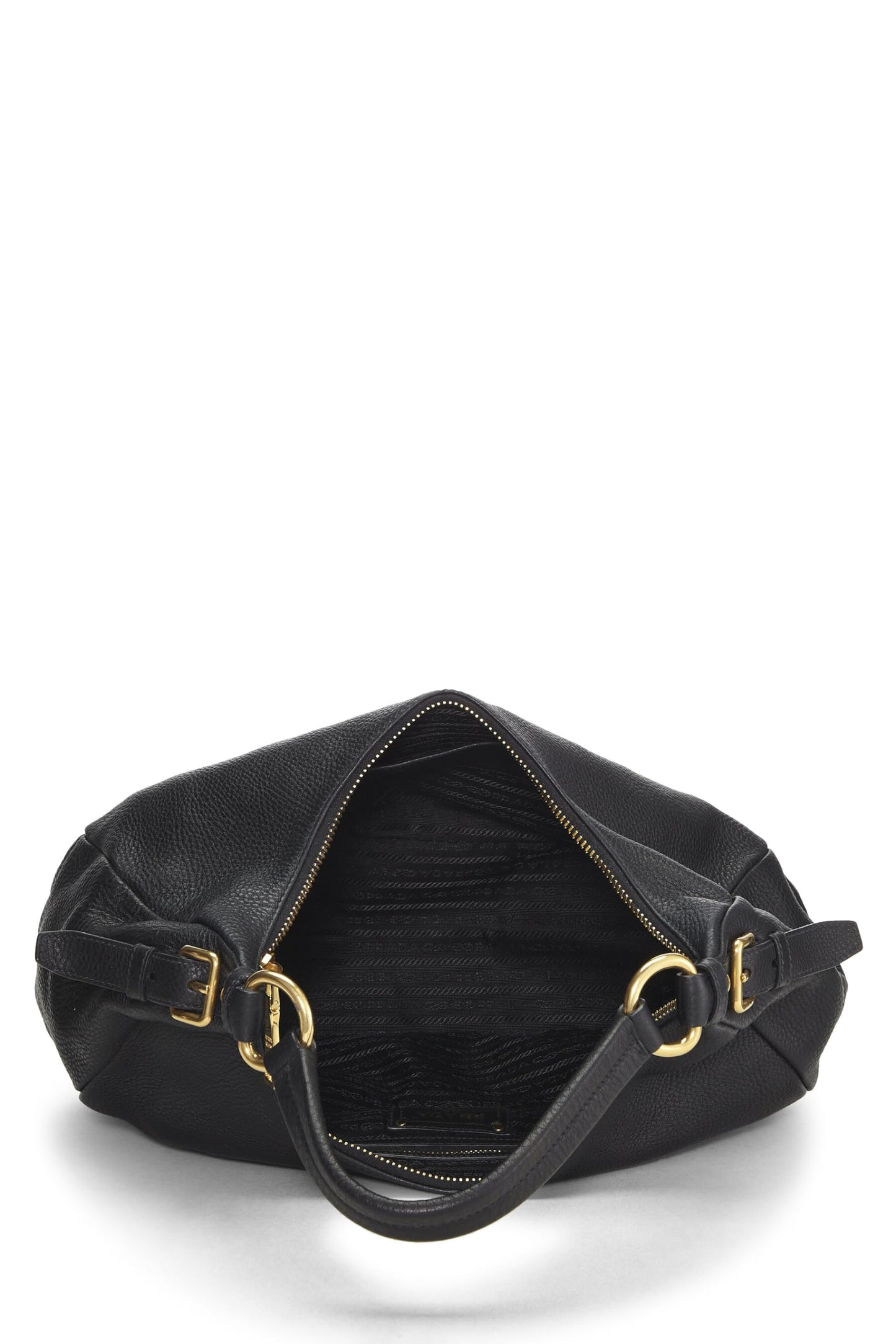 Prada, Black Vitello Daino Hobo, Black