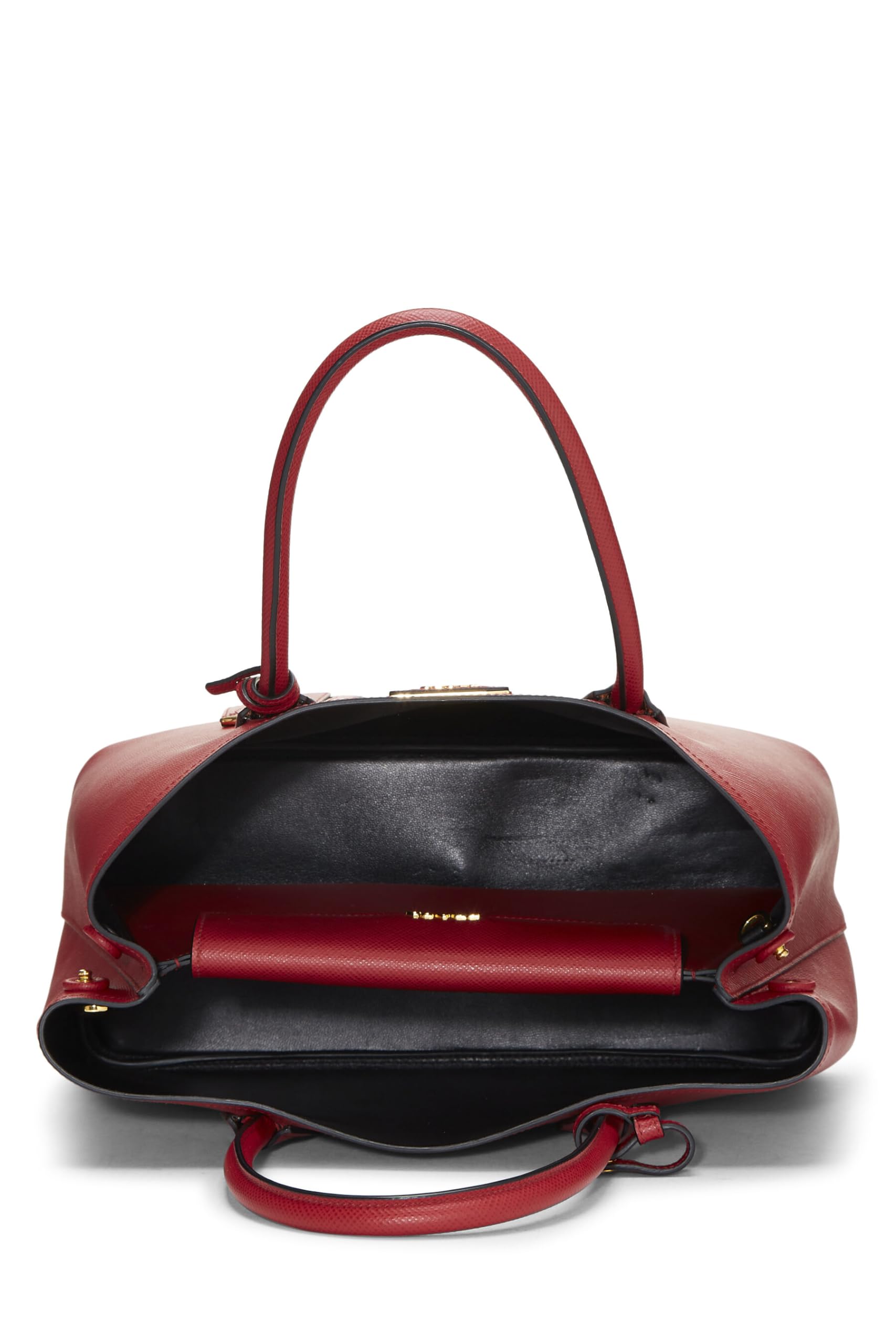 Prada, Red Saffiano Double Bag Medium, Red