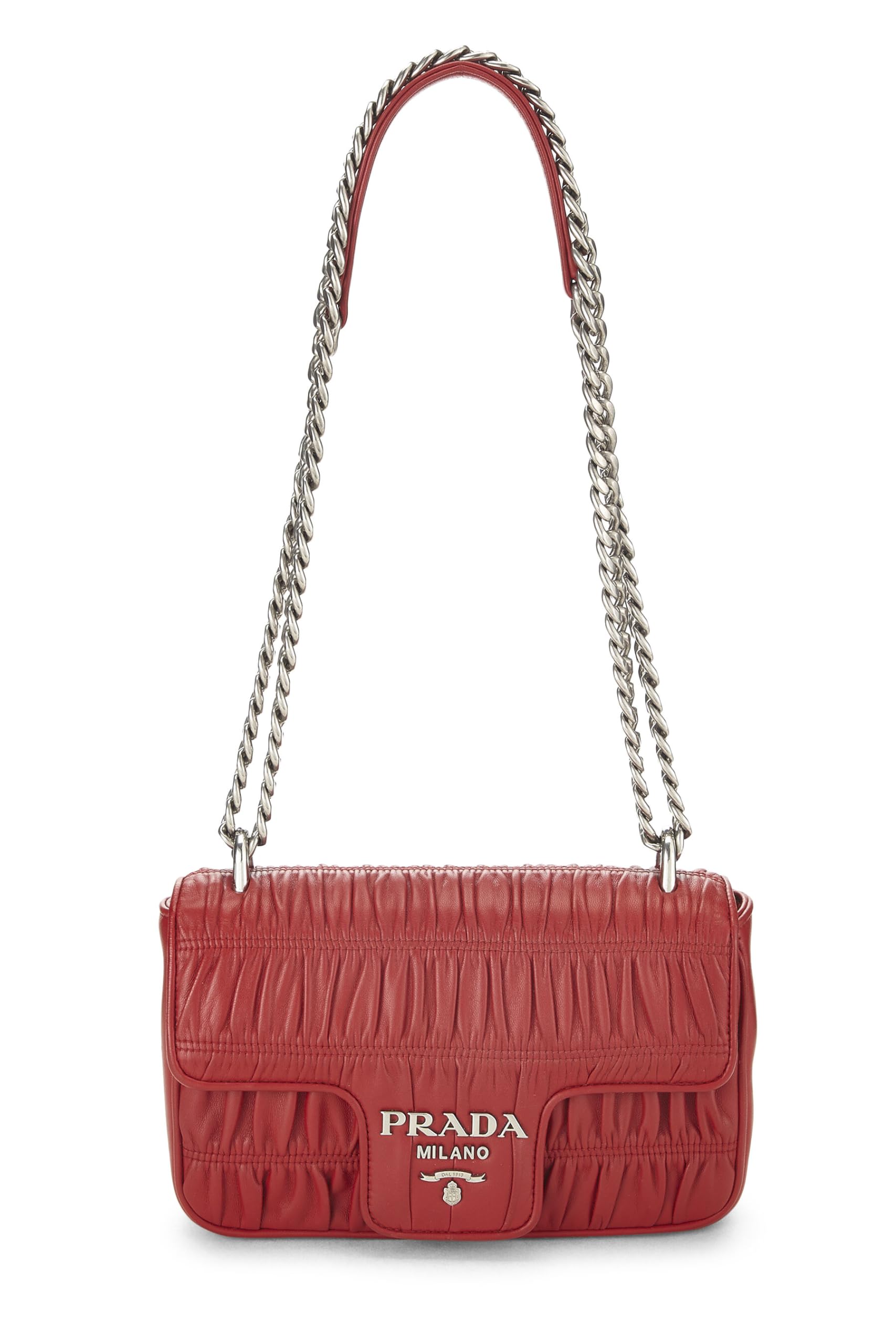 Prada, Red Nappa Gaufre Crossbody Bag, Red