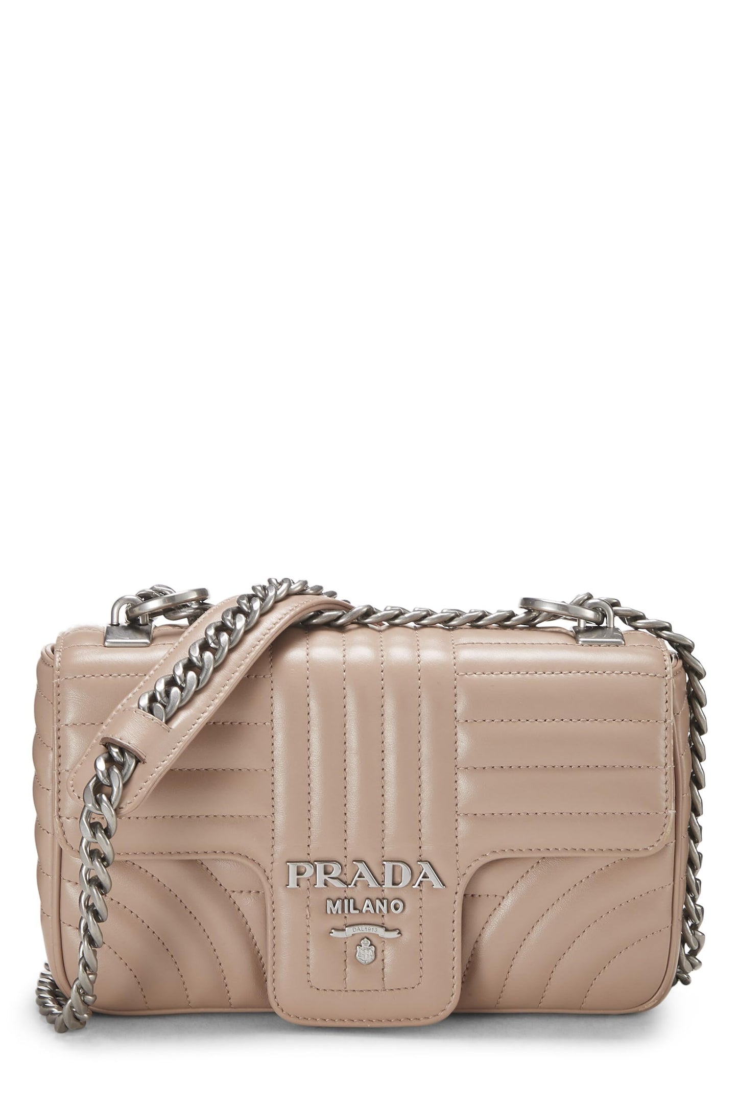 Prada, Pink Calfskin Diagramme Flap Bag Small, Pink
