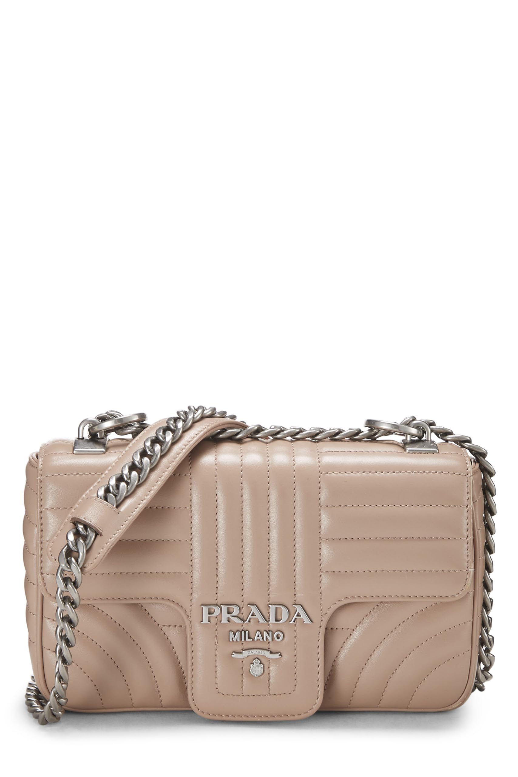 Prada, Pink Calfskin Diagramme Flap Bag Small, Pink