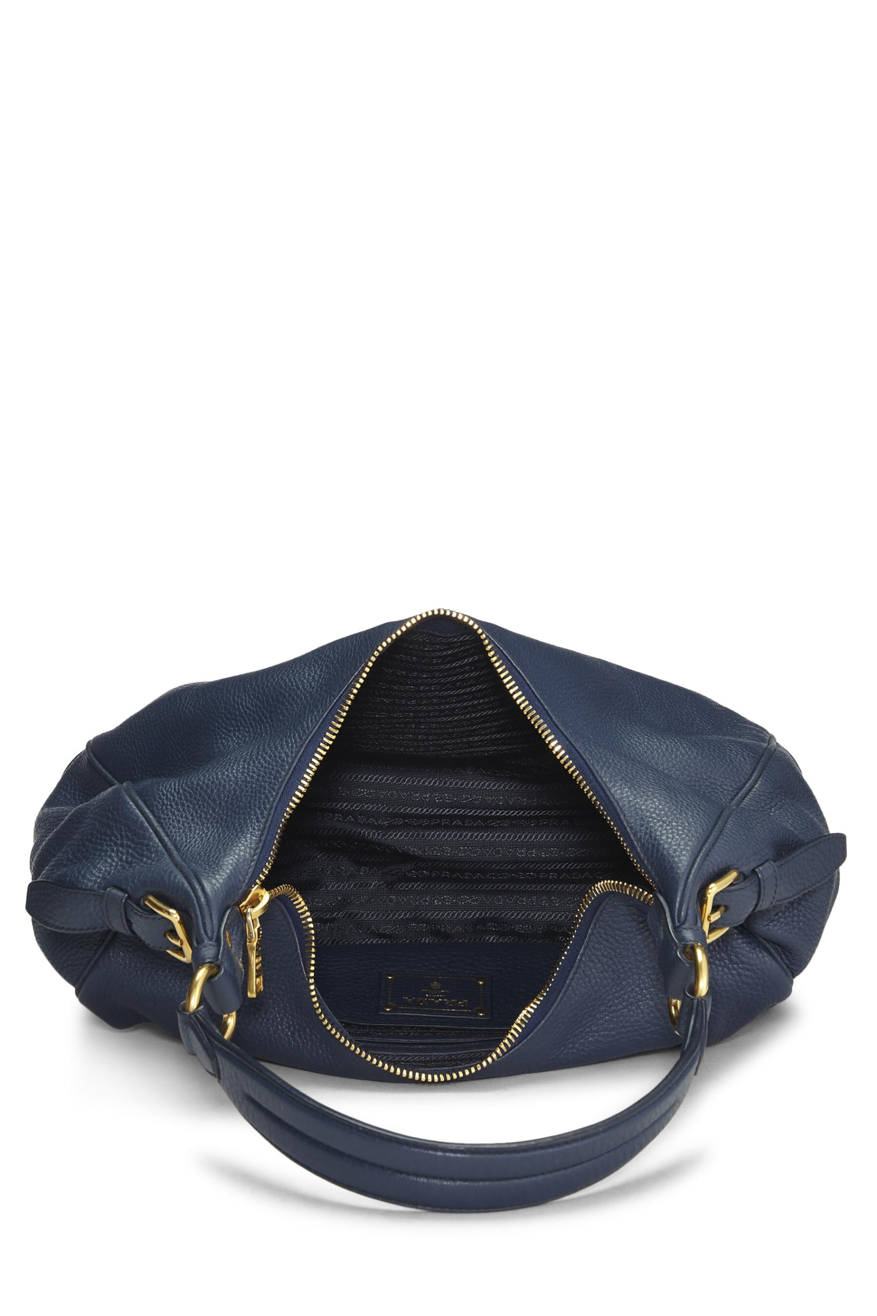 Prada, Blue Vitello Daino Hobo, Blue