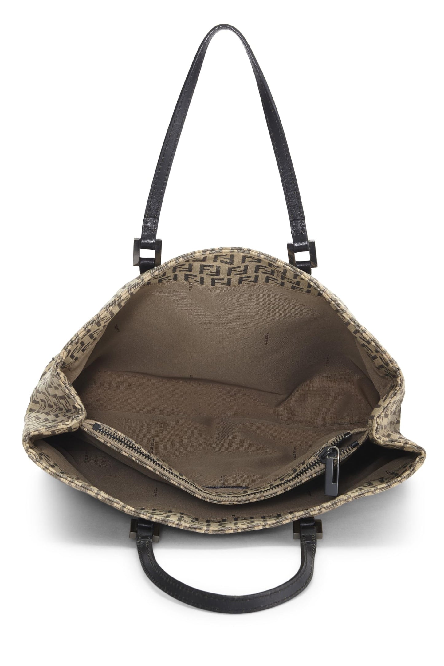 Fendi, Beige Zucchino Canvas Tote Small, Black