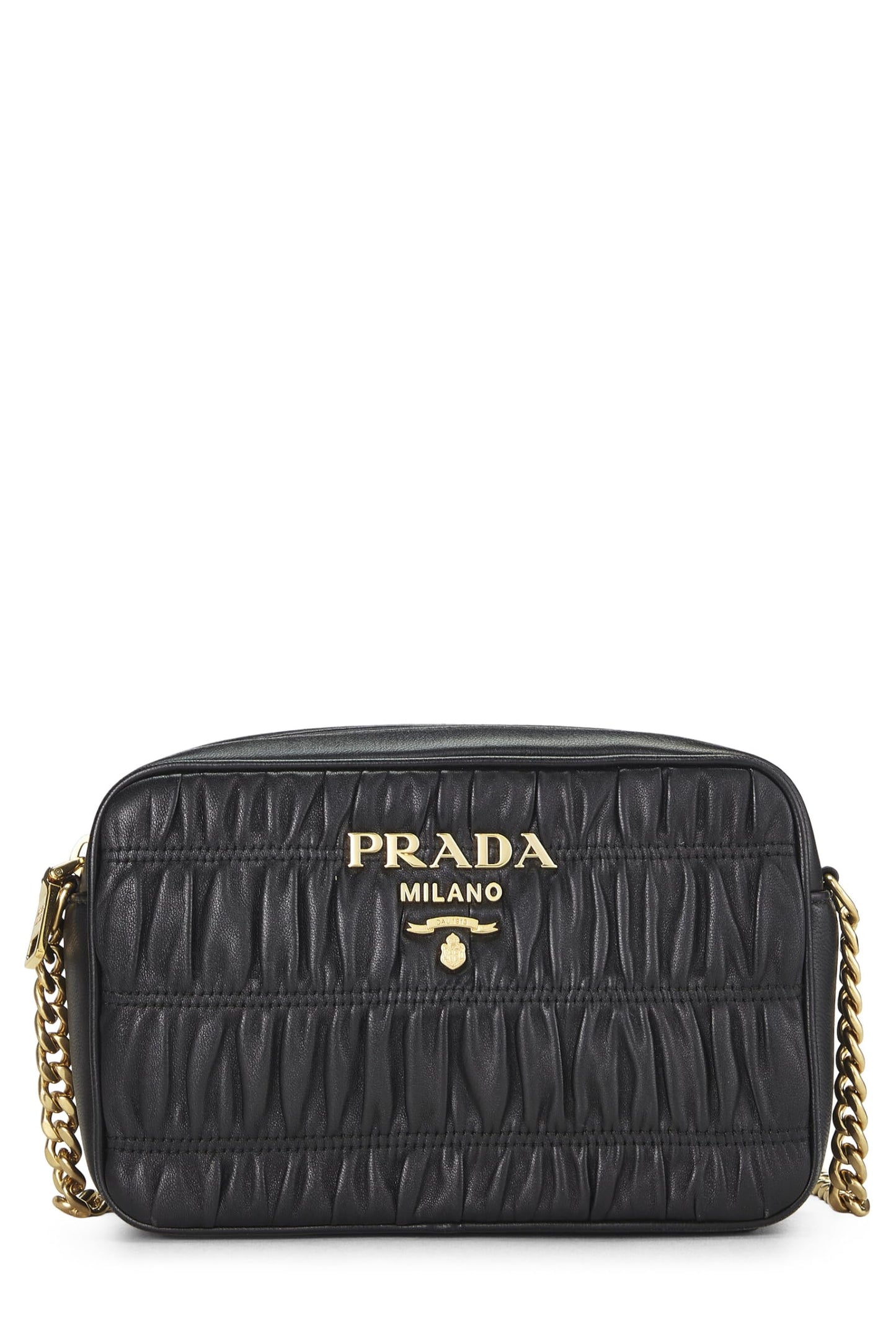 Prada, Black Nappa Gaufre Camera Bag, Black