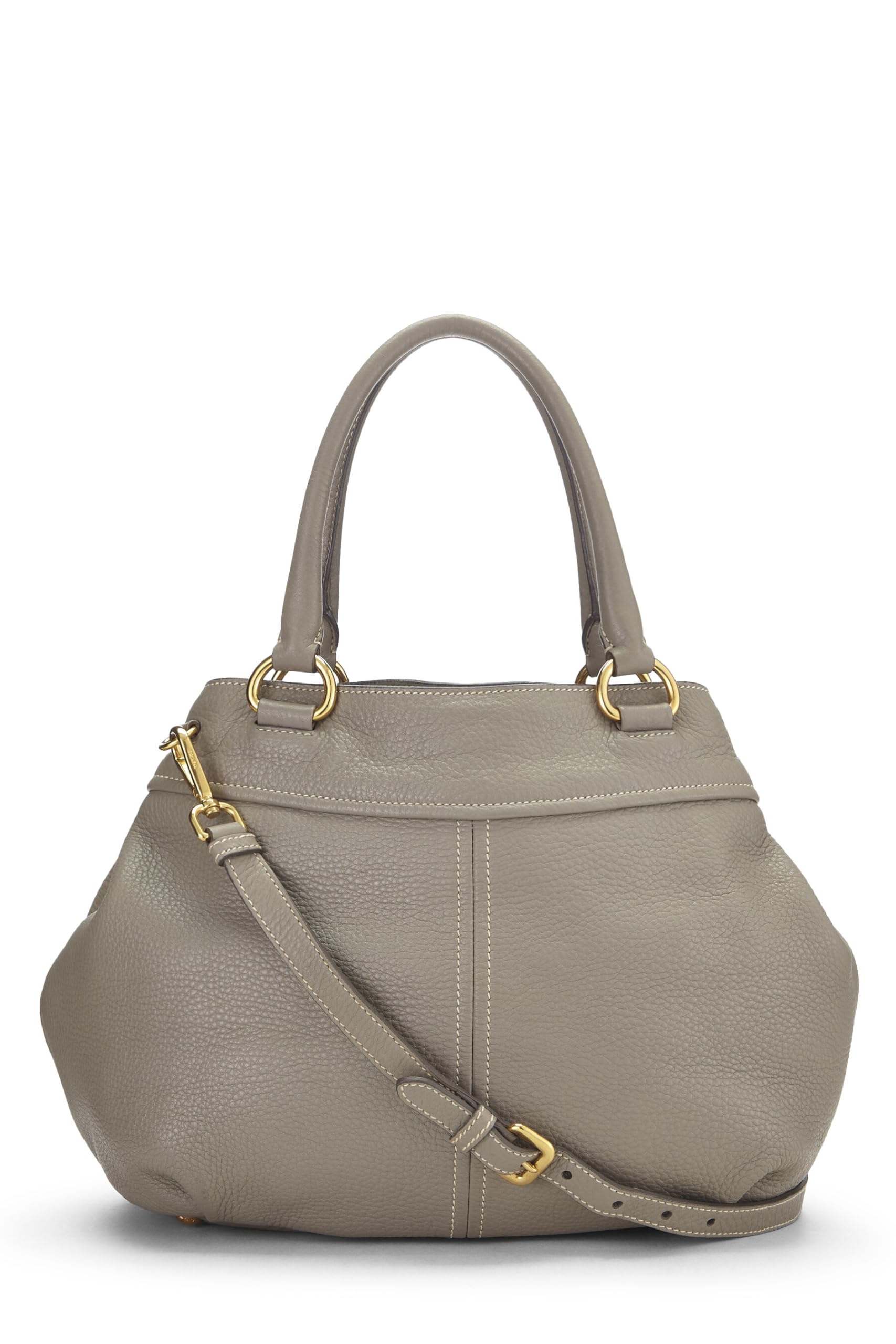 Prada, Grey Vitello Daino Sacca Manici, Grey Luxury Handbag