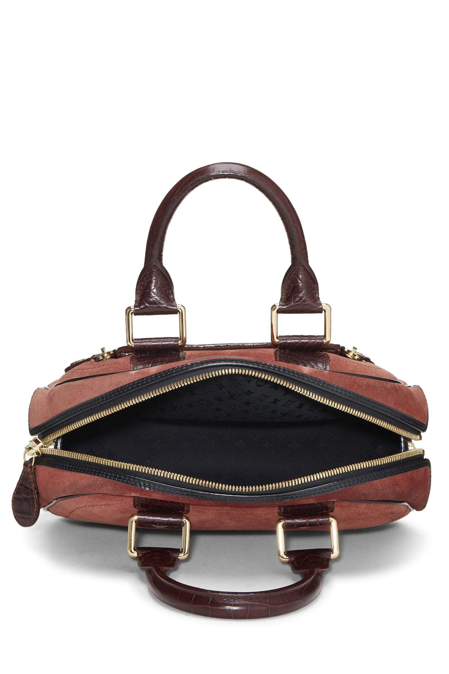 Louis Vuitton, Burgundy Suede Stampbag PM, Burgundy
