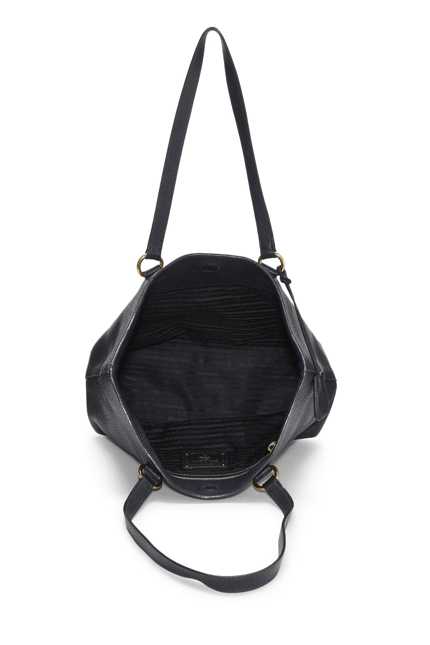 Prada, Black Vitello Daino Logo Tote, Black