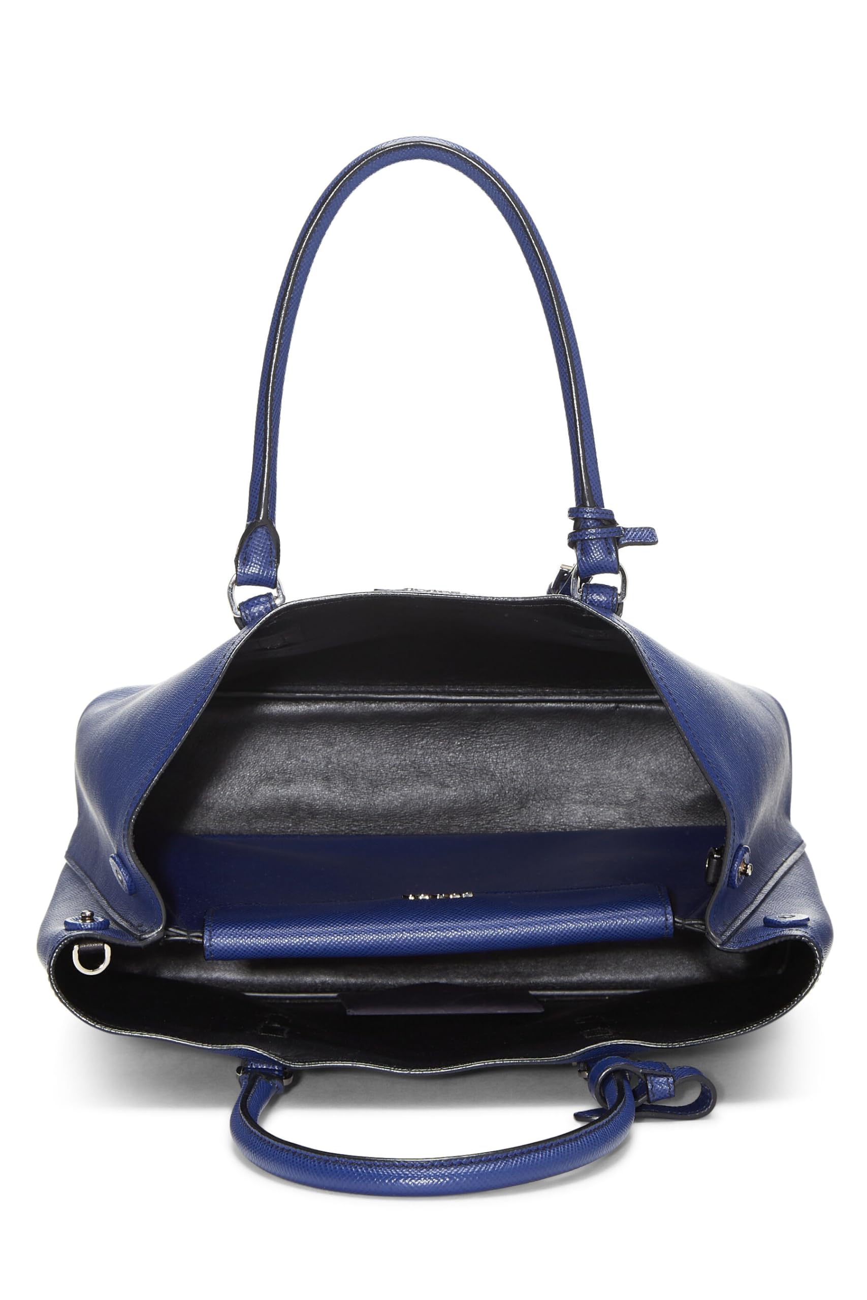 Prada, Blue Saffiano Leather Double Tote Medium, Blue