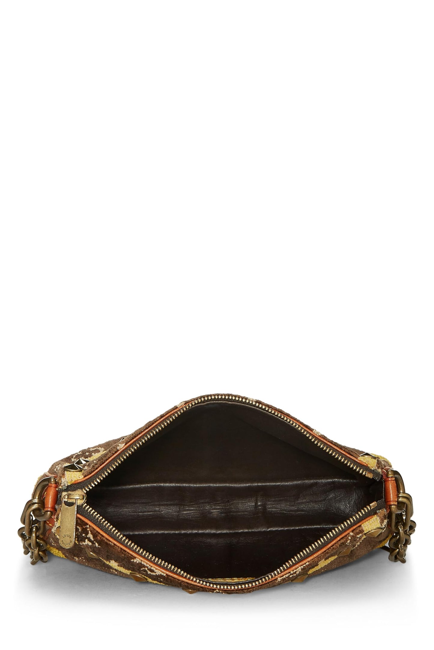 Louis Vuitton, Brown & Yellow Velour Trompe L'oeil Pochette Accessories, Brown