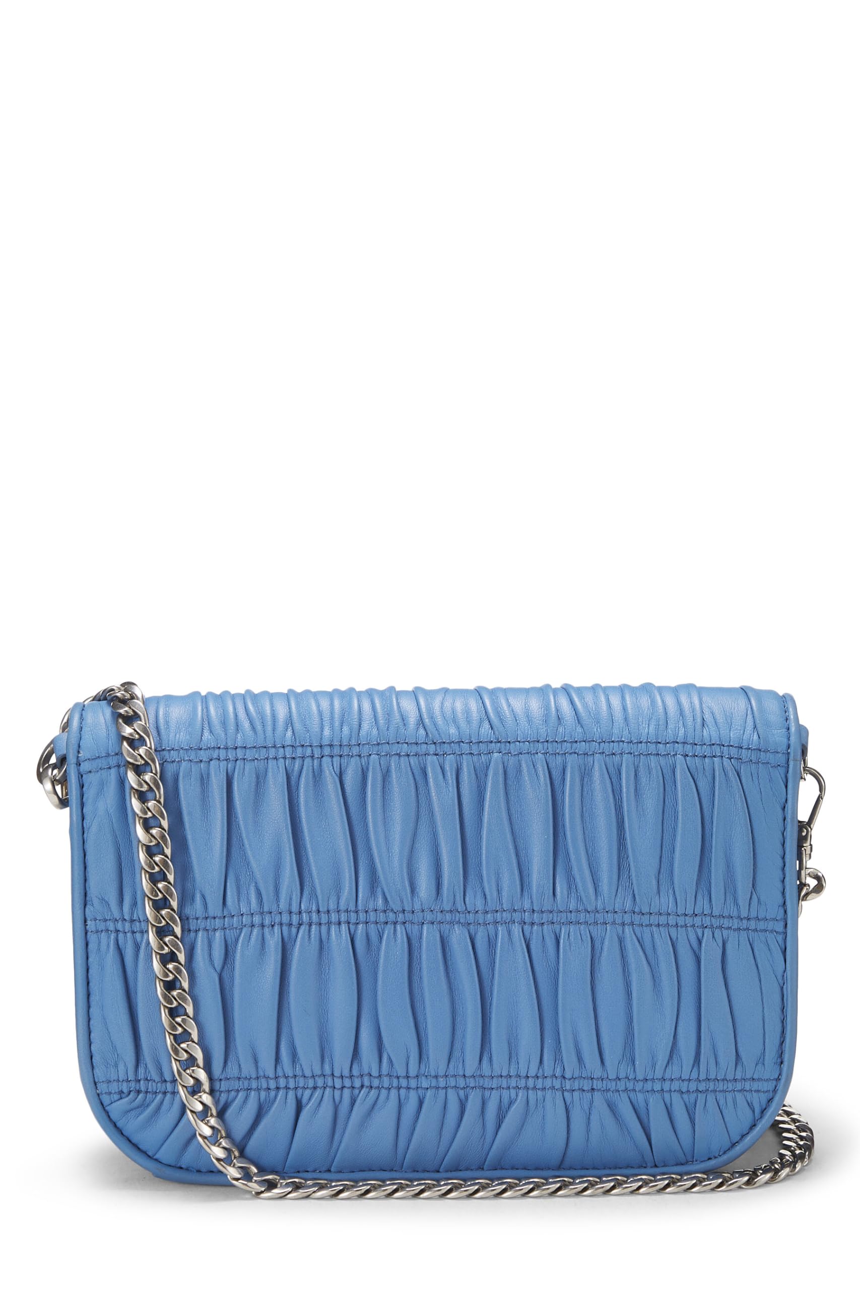 Prada, Blue Nappa Gaufre Shoulder Bag, Blue