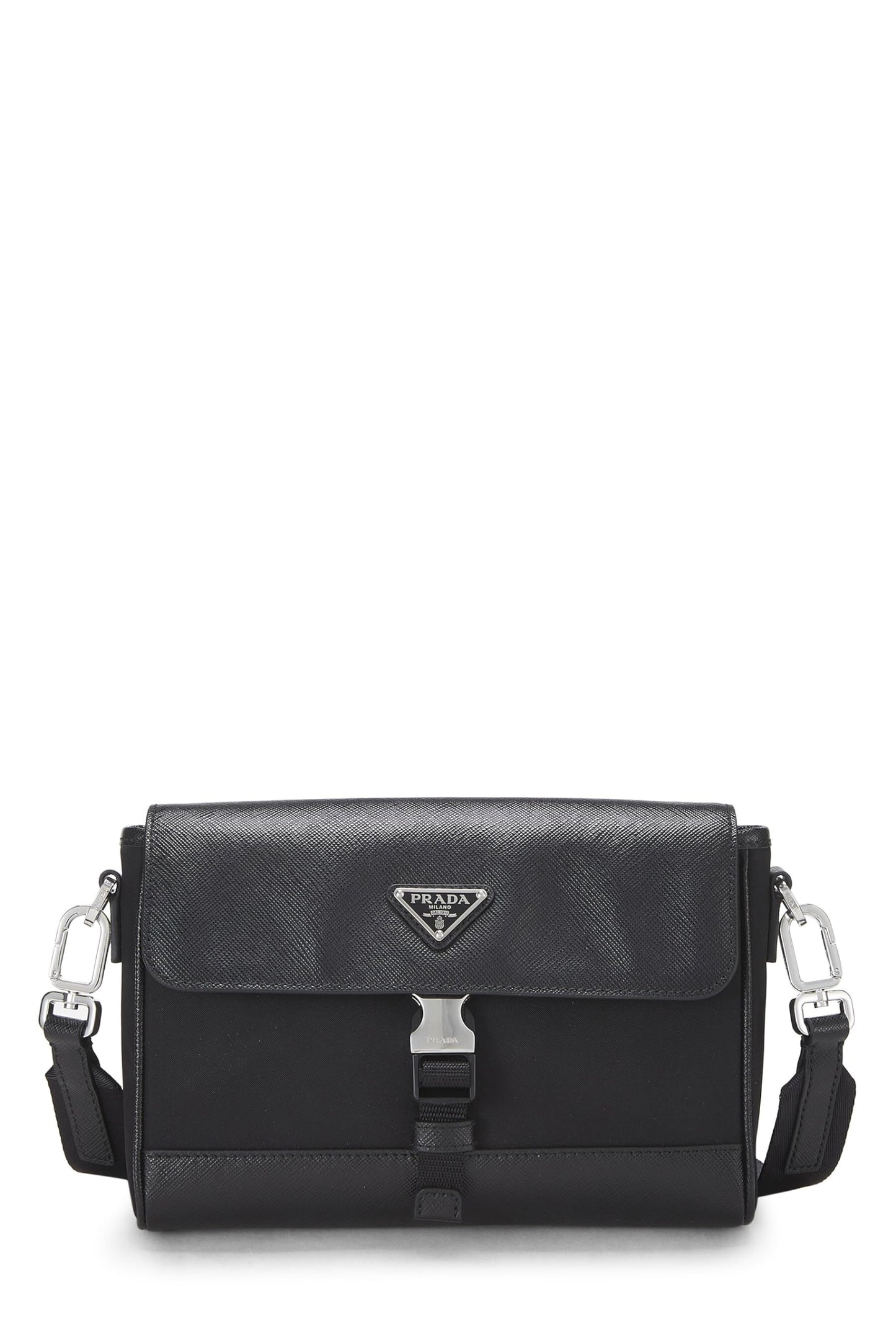 Prada, Black Saffiano & Tessuto Crossbody, Black
