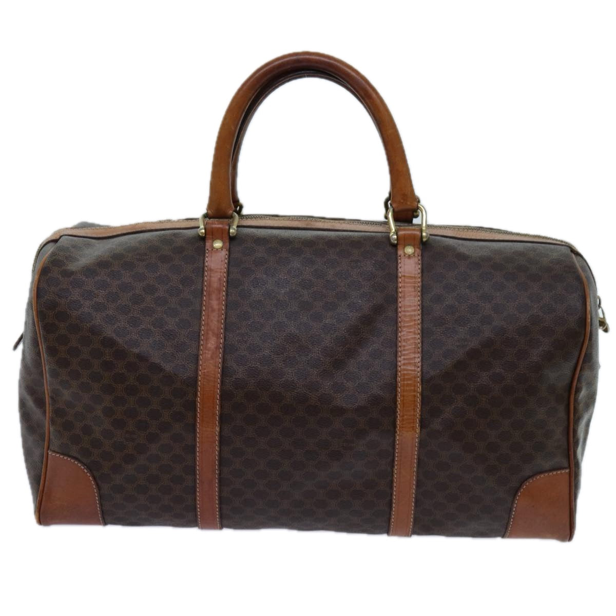 Luxury CELINE Macadam Canvas Boston Bag PVC Brown 72070