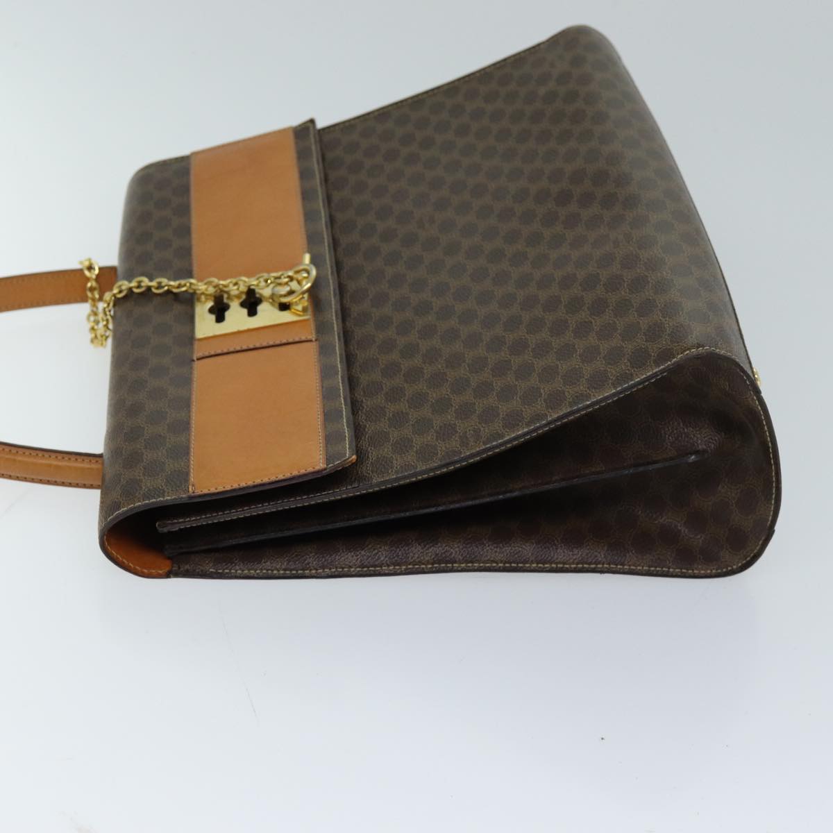 Luxury CELINE Macadam Canvas Hand Bag PVC Brown 72184
