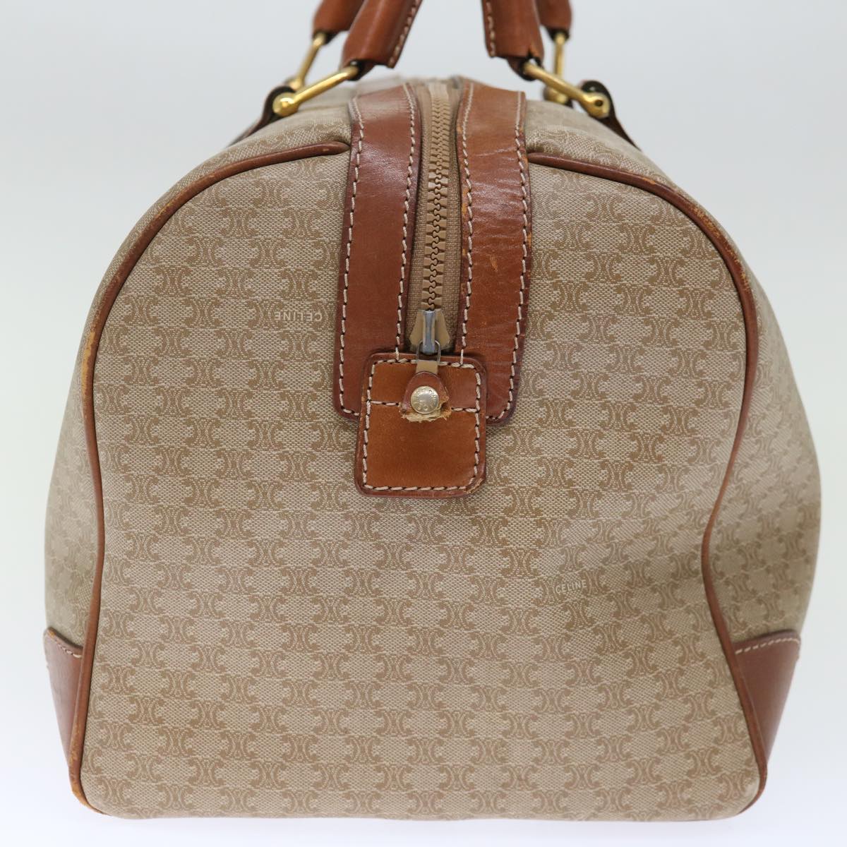 Luxury CELINE Macadam Canvas Boston Bag Beige 72470