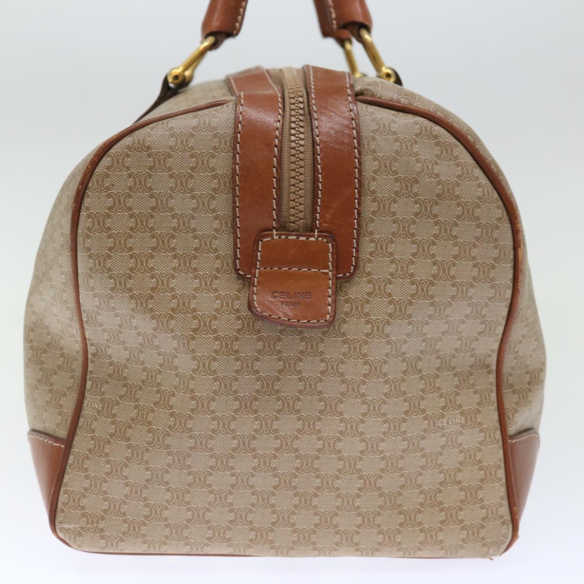 Luxury CELINE Macadam Canvas Boston Bag Beige 72470