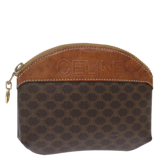 Luxury CELINE Macadam Canvas Pouch PVC Brown 72741