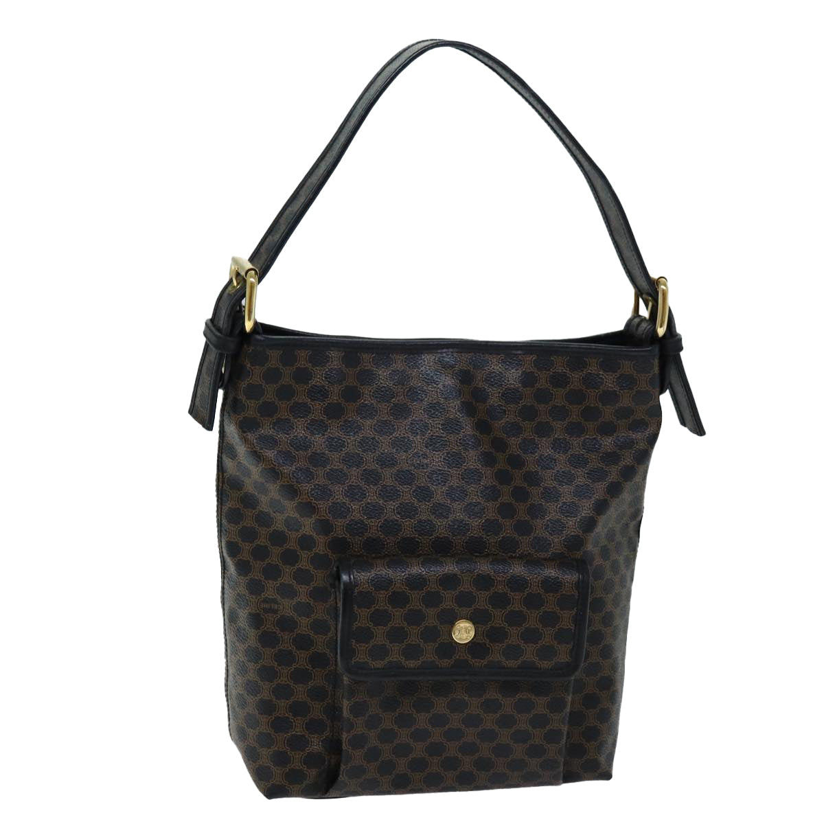 Luxury CELINE Macadam Canvas Shoulder Bag PVC Black 73131
