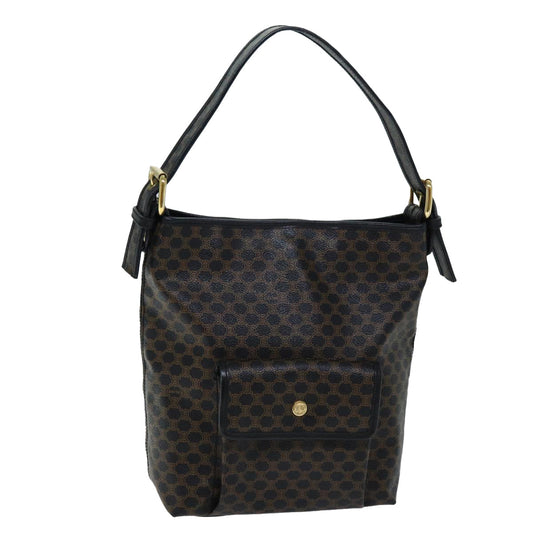 Luxury CELINE Macadam Canvas Shoulder Bag PVC Black 73131