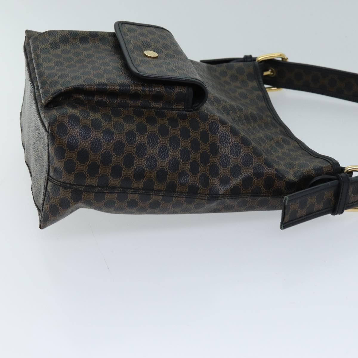 Luxury CELINE Macadam Canvas Shoulder Bag PVC Black 73131