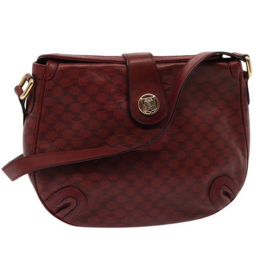 Luxury CELINE Macadam Canvas Shoulder Bag Red 73167