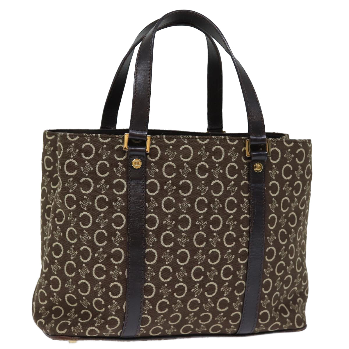 Luxury CELINE C Macadam Canvas Hand Bag Brown 73240