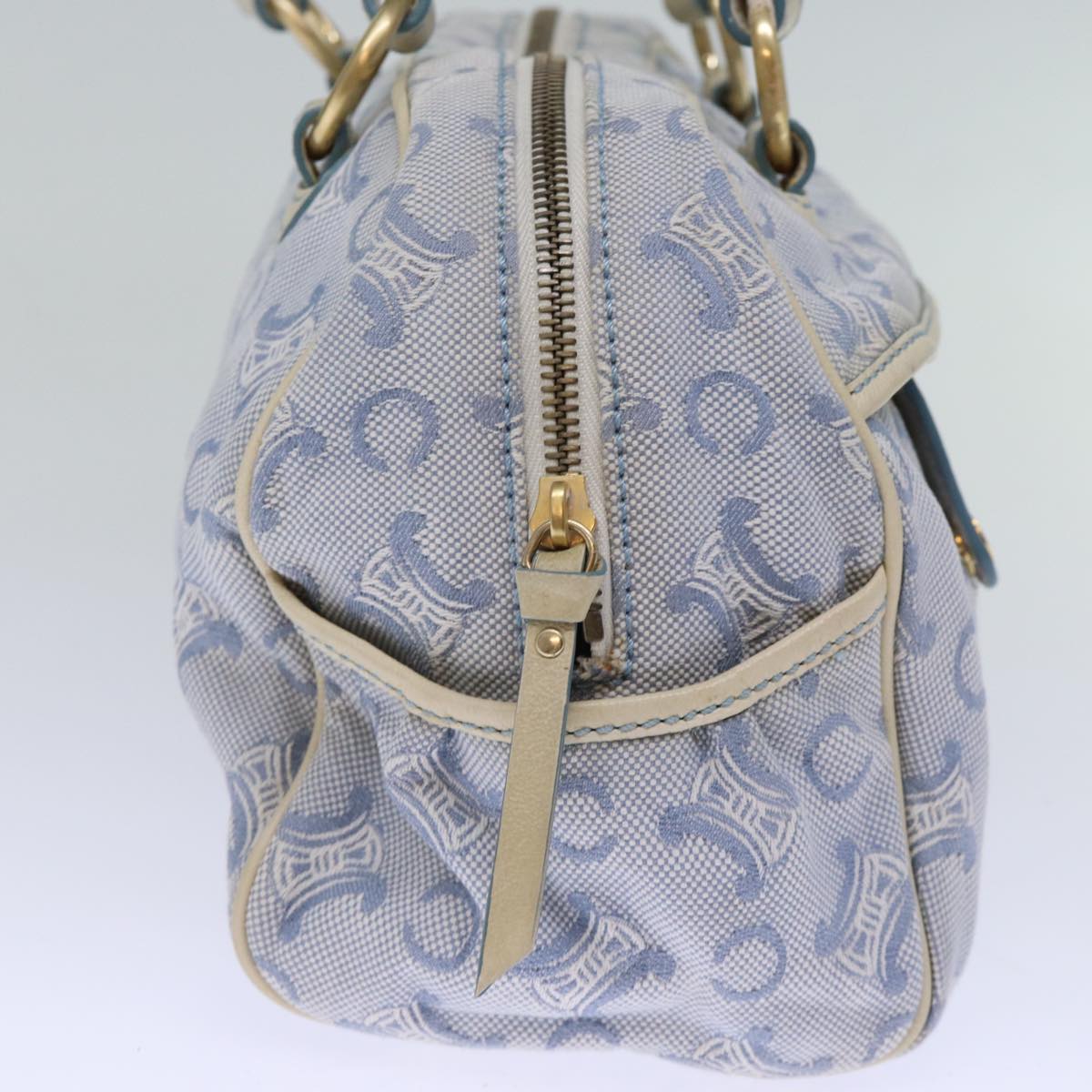 Luxury CELINE C Macadam Canvas Hand Bag Light Blue 73242