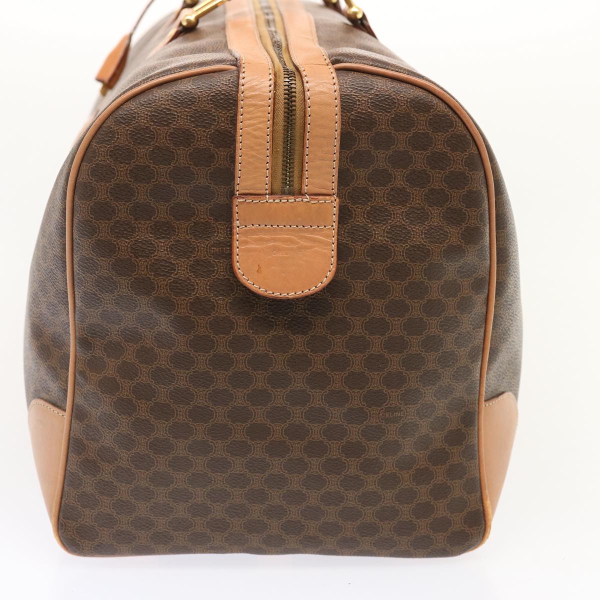 Luxury CELINE Macadam Canvas Boston Bag PVC Brown 73245