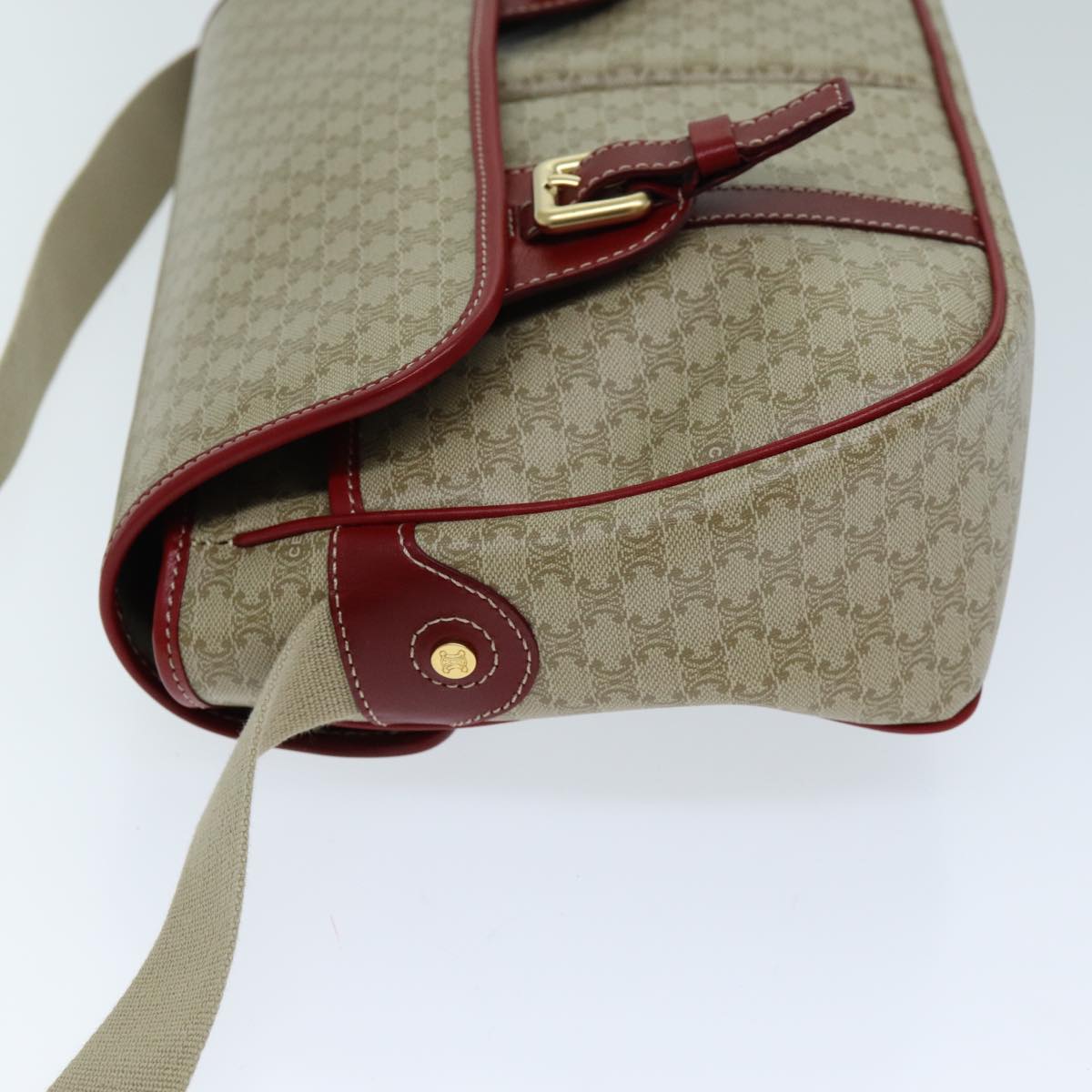 Luxury CELINE Macadam Canvas Shoulder Bag Beige 73585