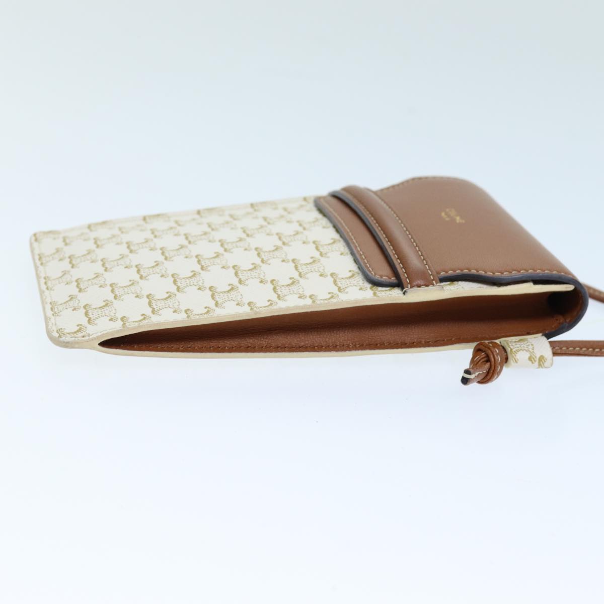 Luxury CELINE Triomphe Shoulder Pouch PVC Leather Whe 73744