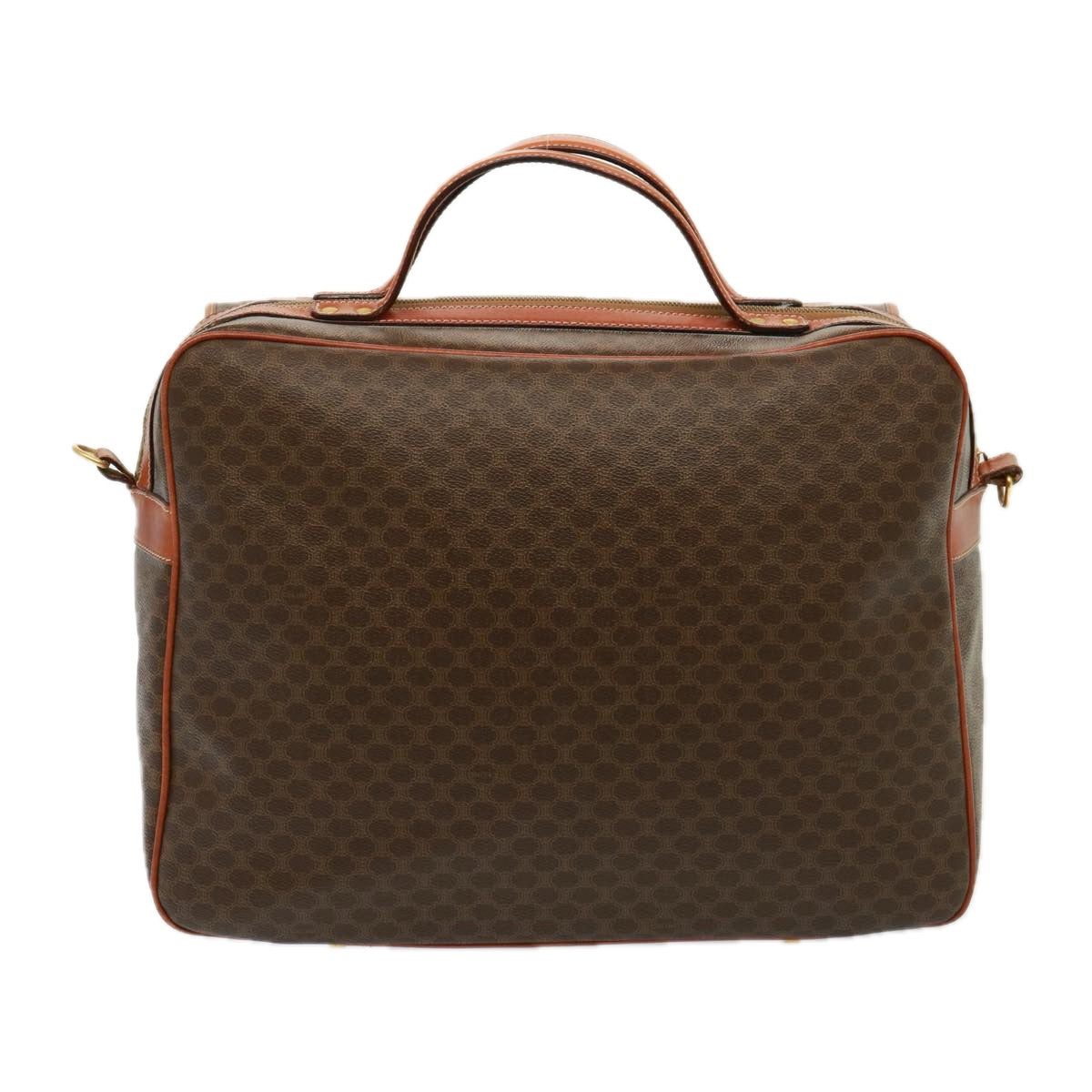 Luxury CELINE Macadam Canvas Boston Bag PVC 2way Brown 73841